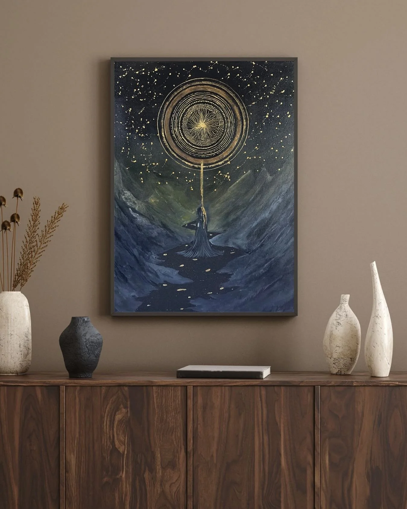 🖤 ✨Down I go into the holy dark where the path of gold finds its channel.
I let the Black Sun speak through me, breath by breath, pulse by pulse.
This is not surrender to another. This is surrender to Source.✨🖤#darkart #blackngoldart #arttherapist