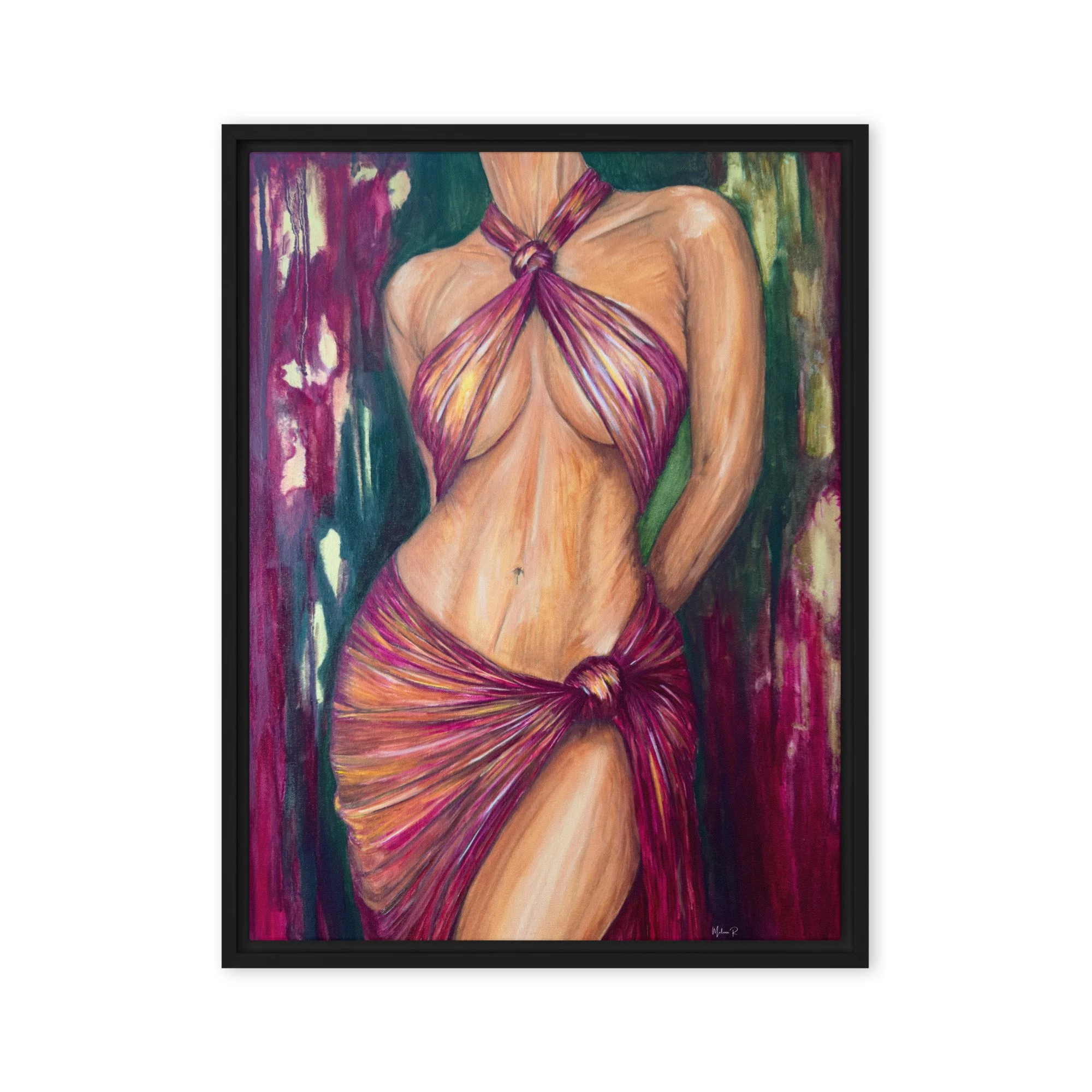 Wrapped in Mystery, Fluent in Desire - Framed Print Canvas