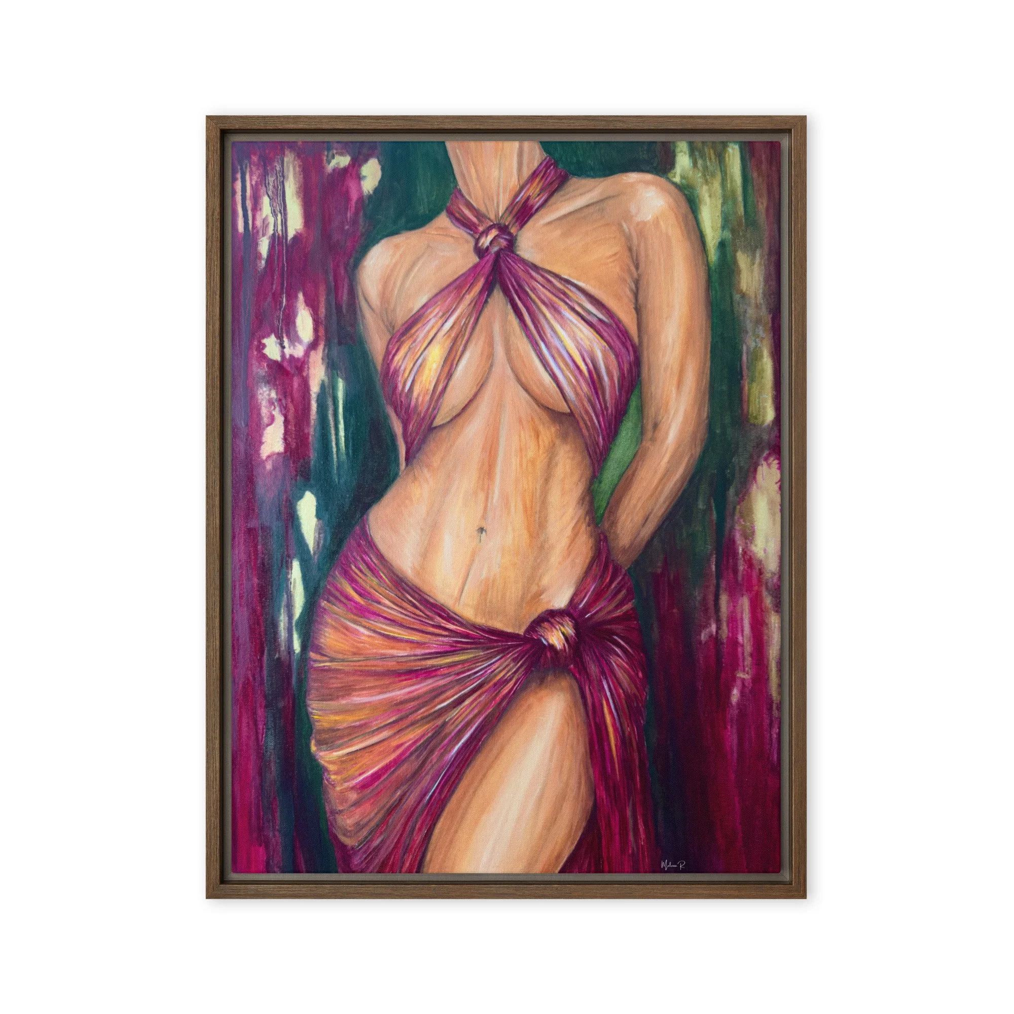 Wrapped in Mystery, Fluent in Desire - Framed Print Canvas