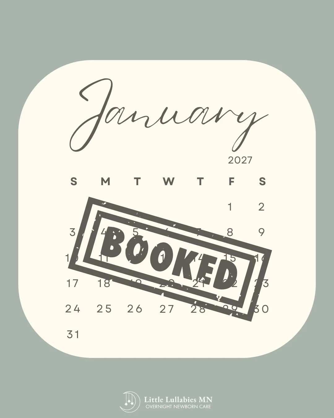 January 2027 - BOOKED