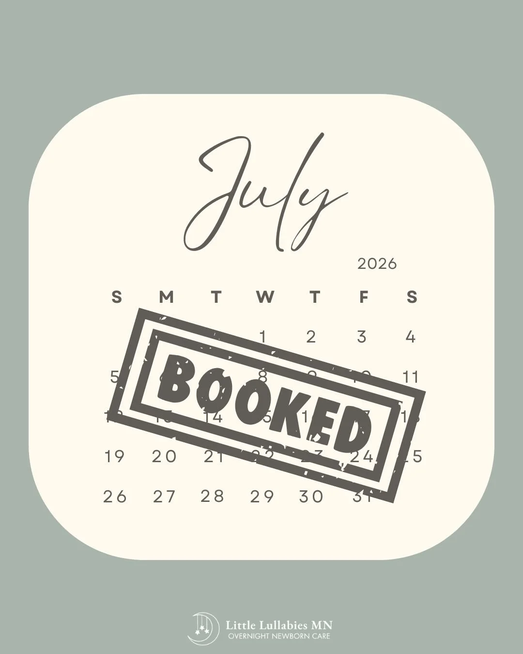July 2026 - BOOKED