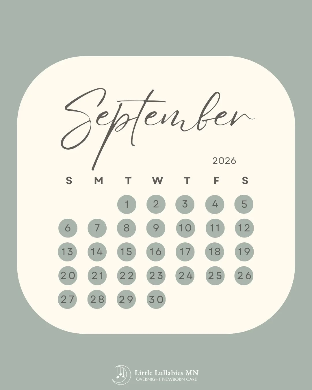 September 2026 - available dates are GREEN