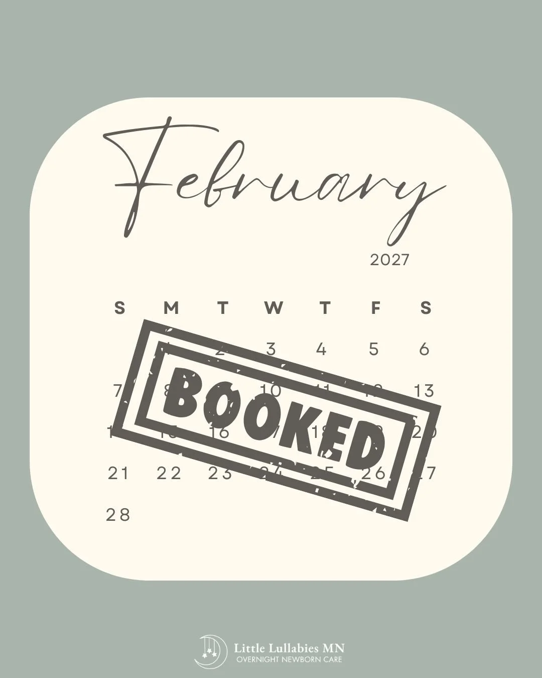 February 2027 - BOOKED
