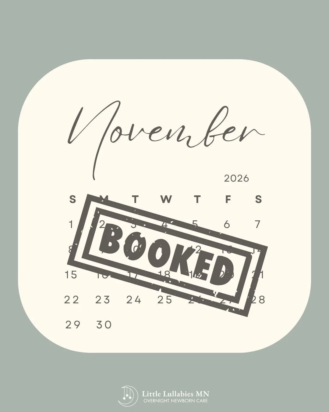 November 2026 - BOOKED