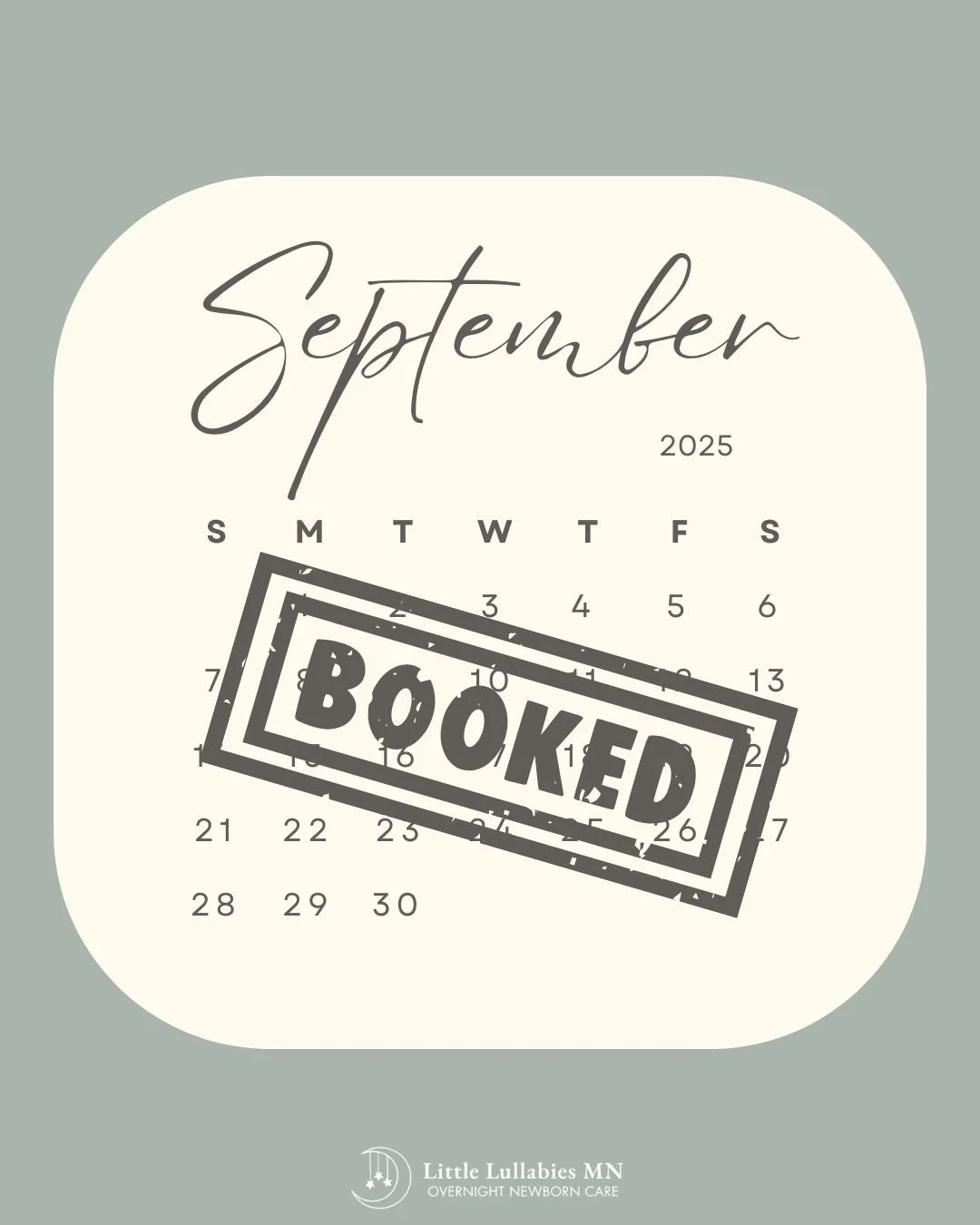 September 2025 - BOOKED