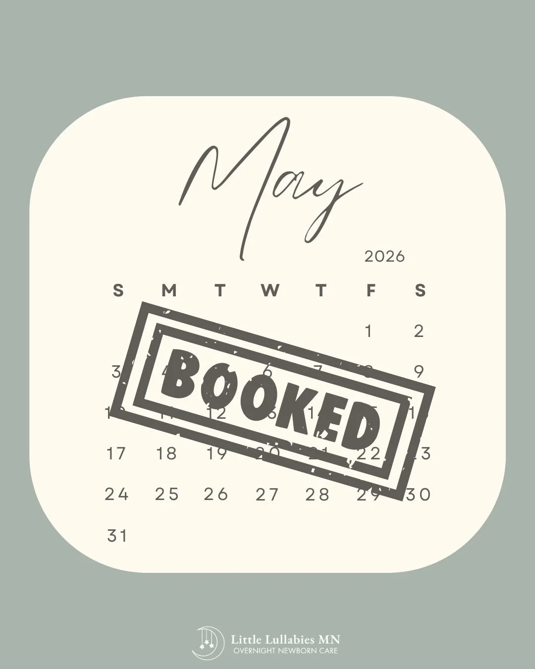 May 2026 - BOOKED