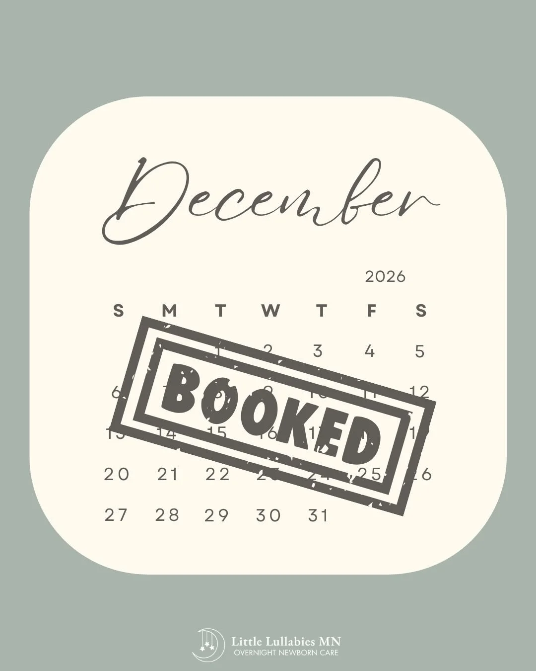 December 2026 - BOOKED