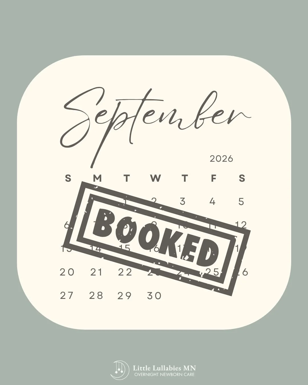 September 2026 - BOOKED