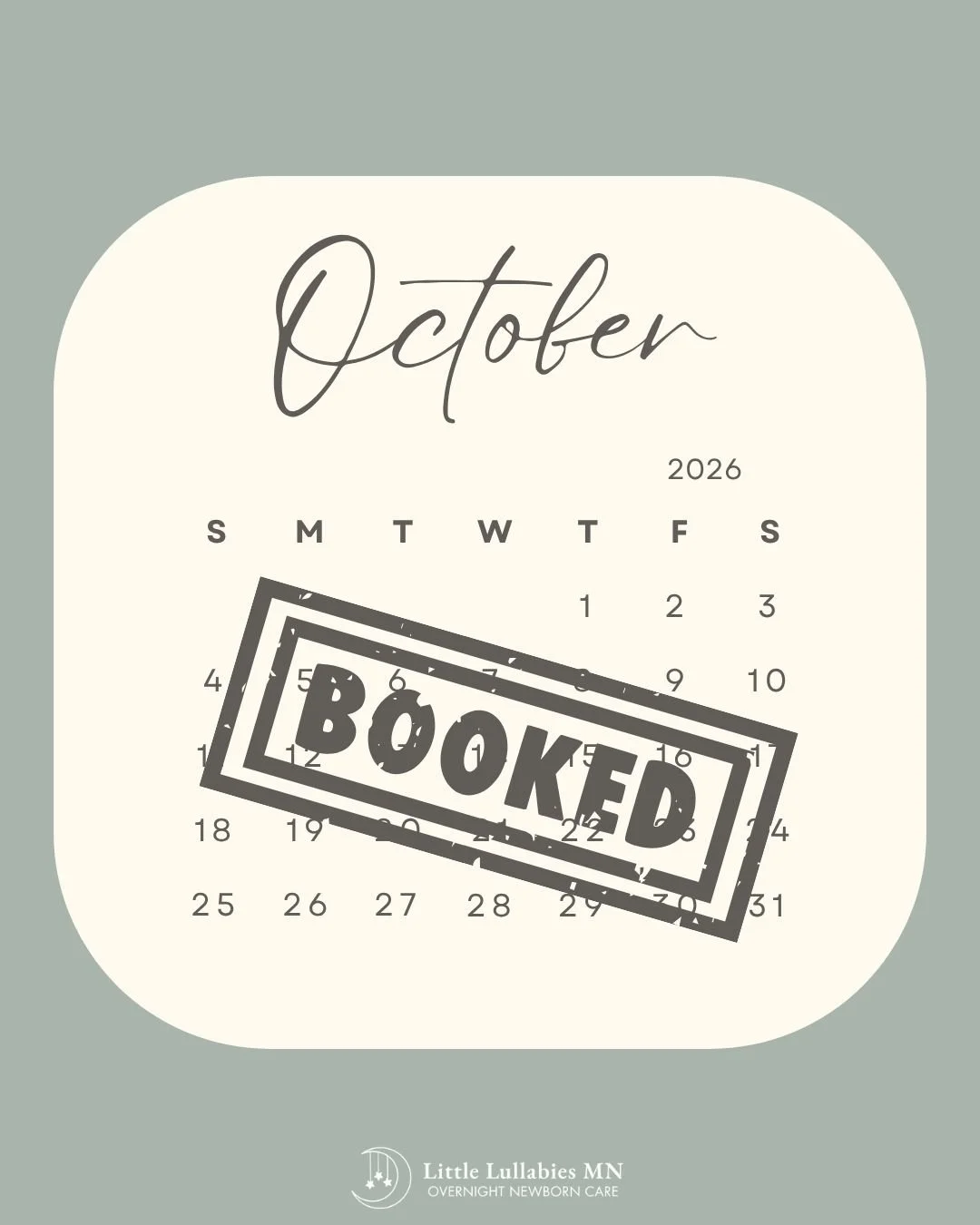 October 2026 - BOOKED