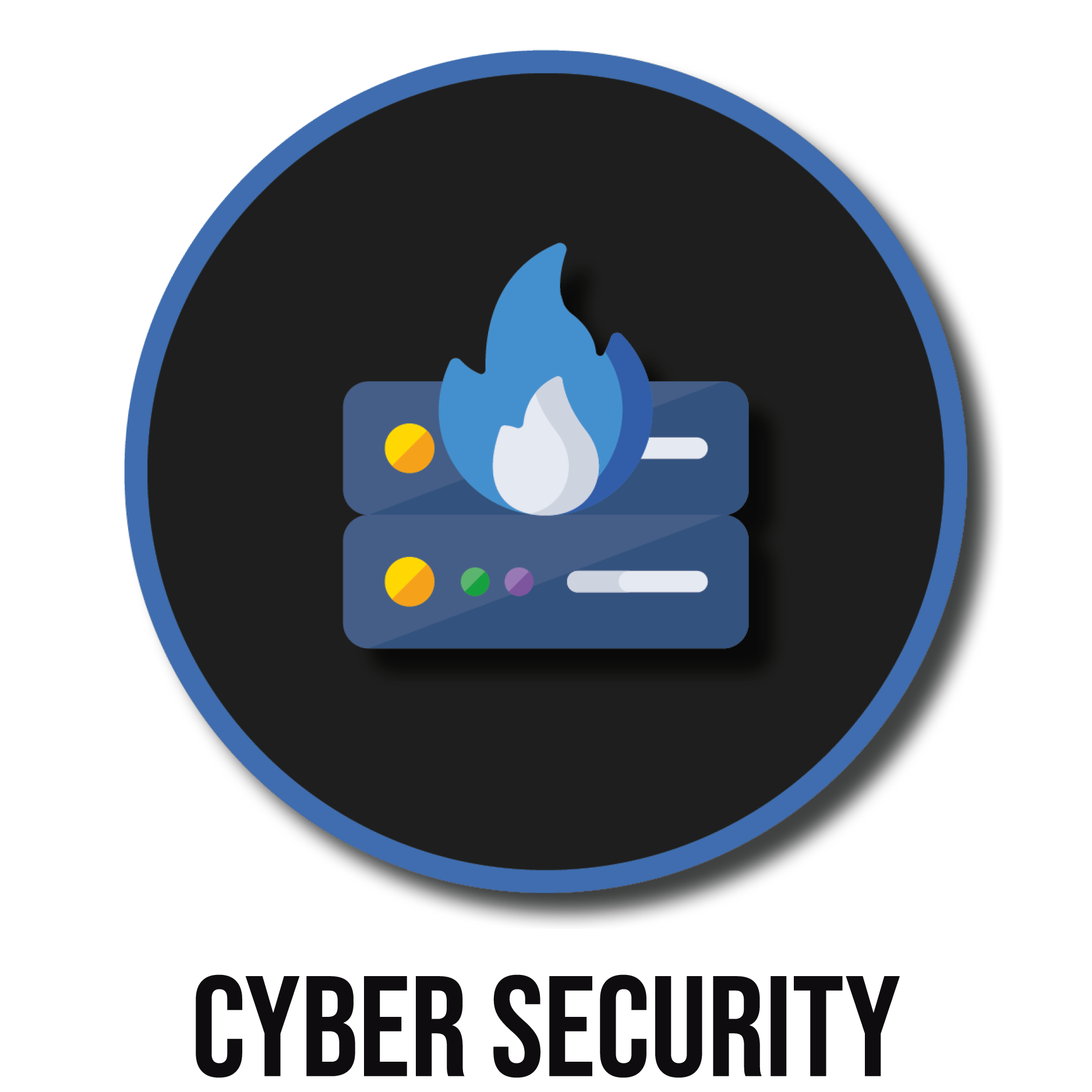 Icon of a server with a fire symbol on top, indicating server fire incident or alert.