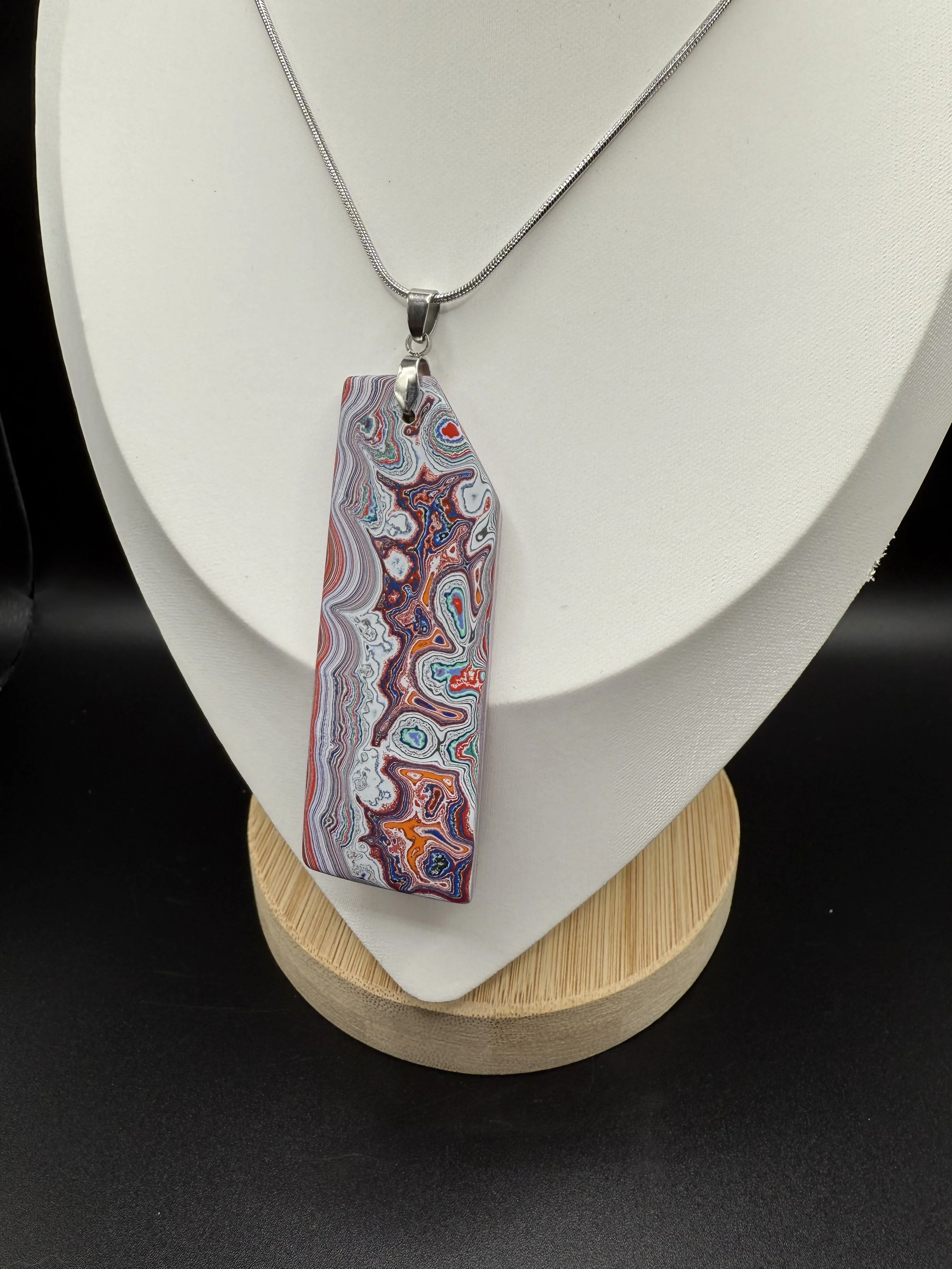 Freefalling Handcrafted Kenworth Fordite Pendant Necklace