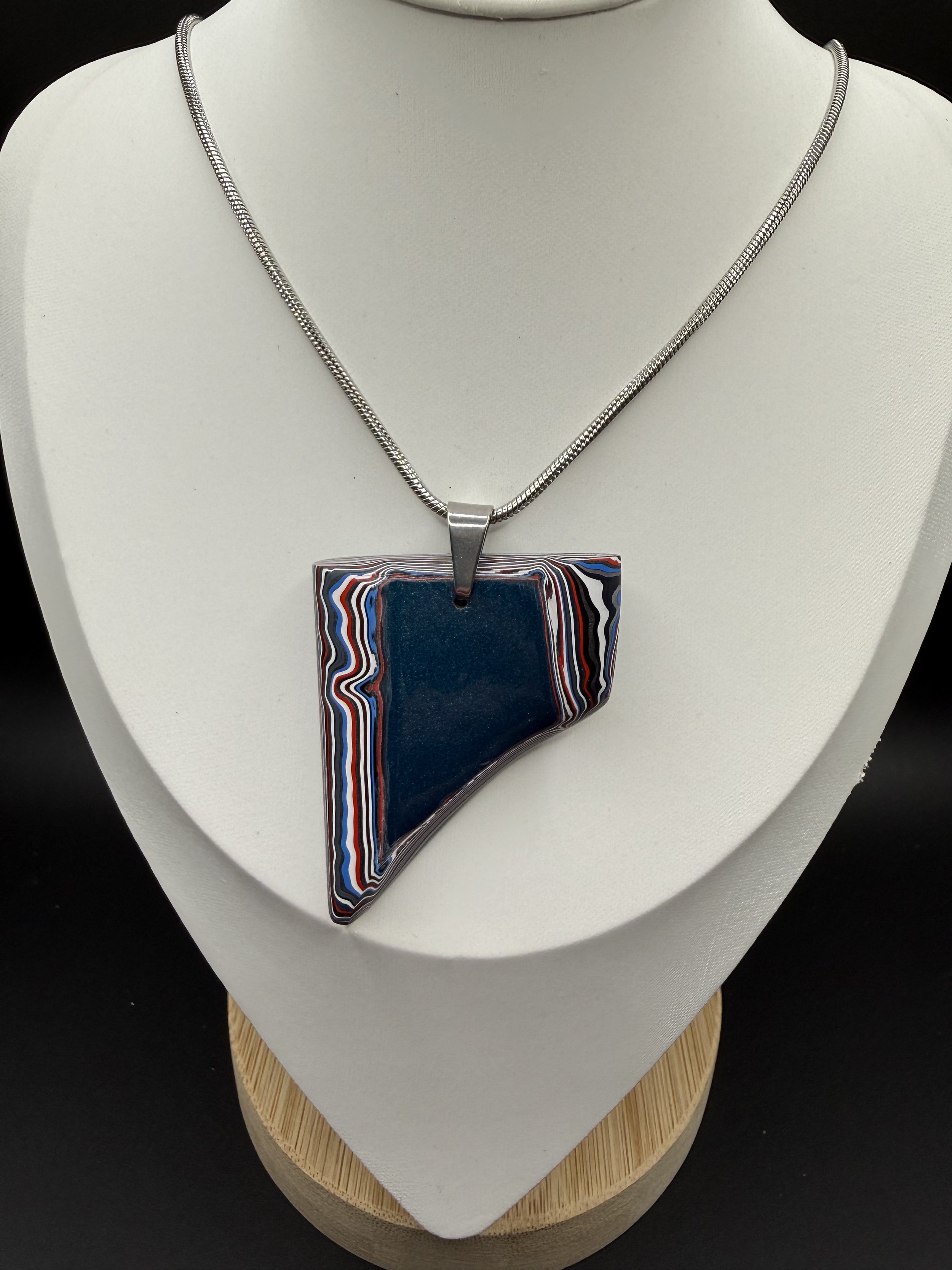 Wild Streak Handcrafted Ford Mustang Fordite Pendant Necklace