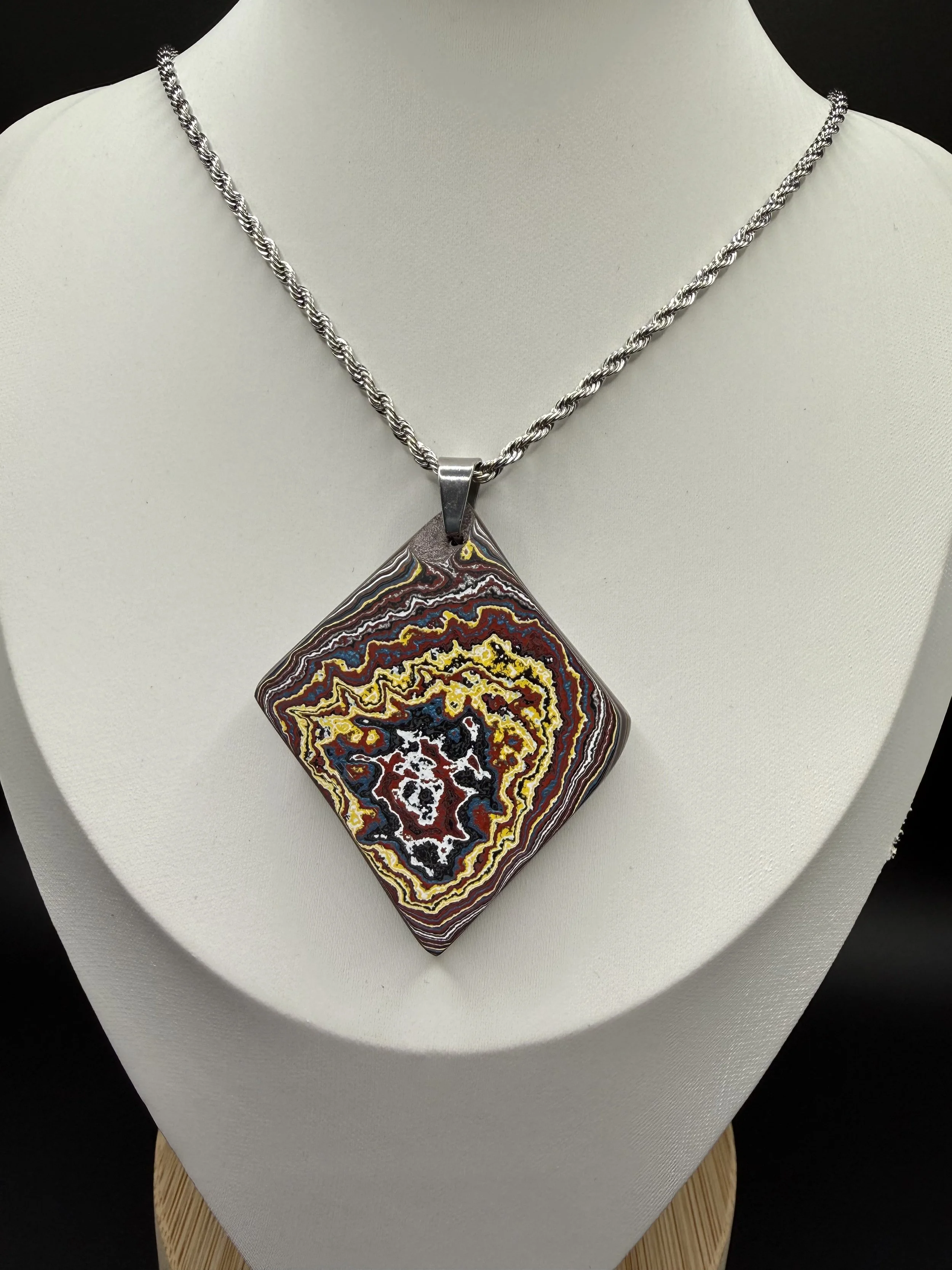 Apex Inferno Corvette Fordite Handcrafted Pendant Necklace .jpeg