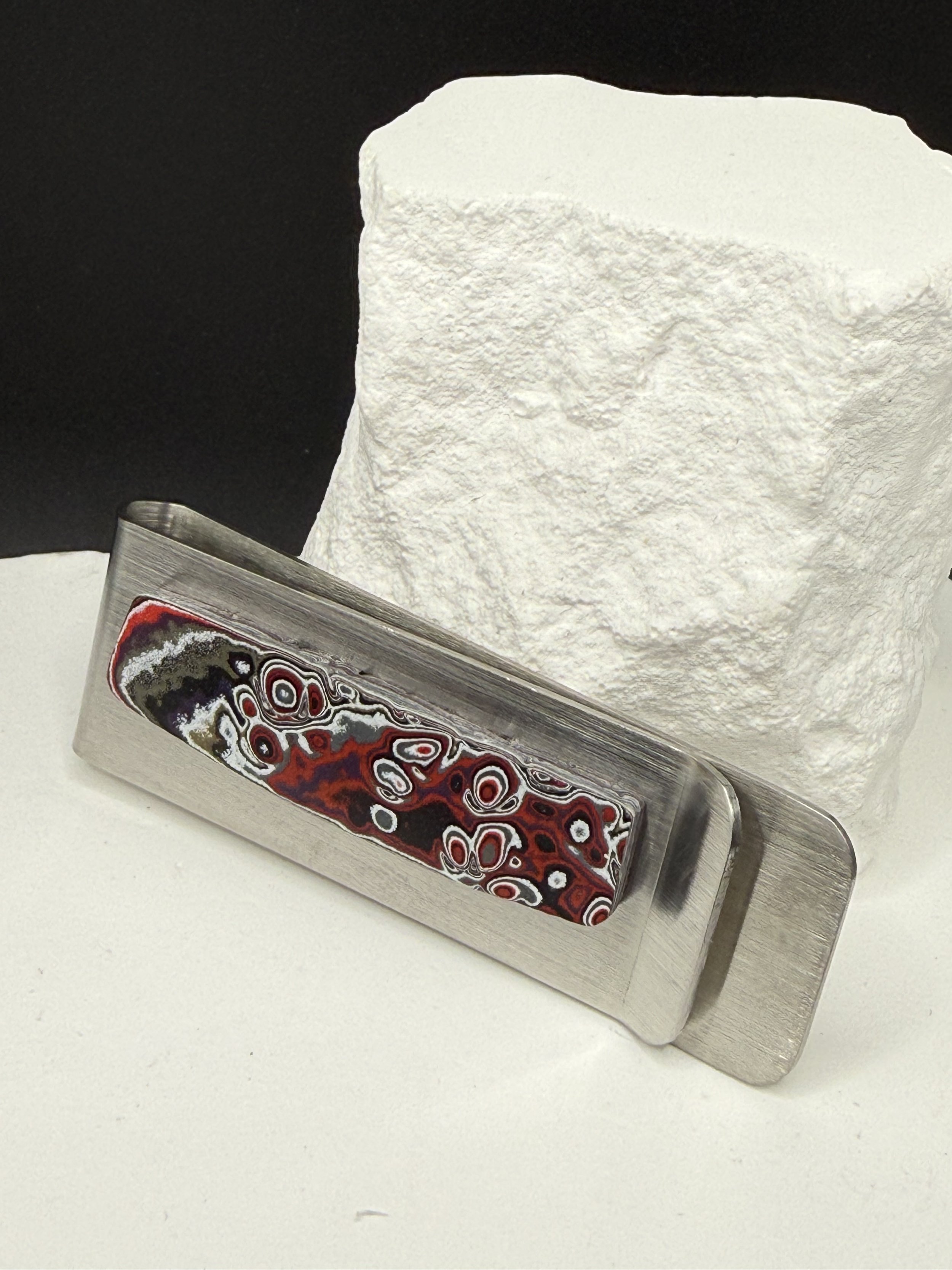 Trailside Treasure™ Handcrafted Jeep Fordite Stainless Steel Money Clip .jpeg