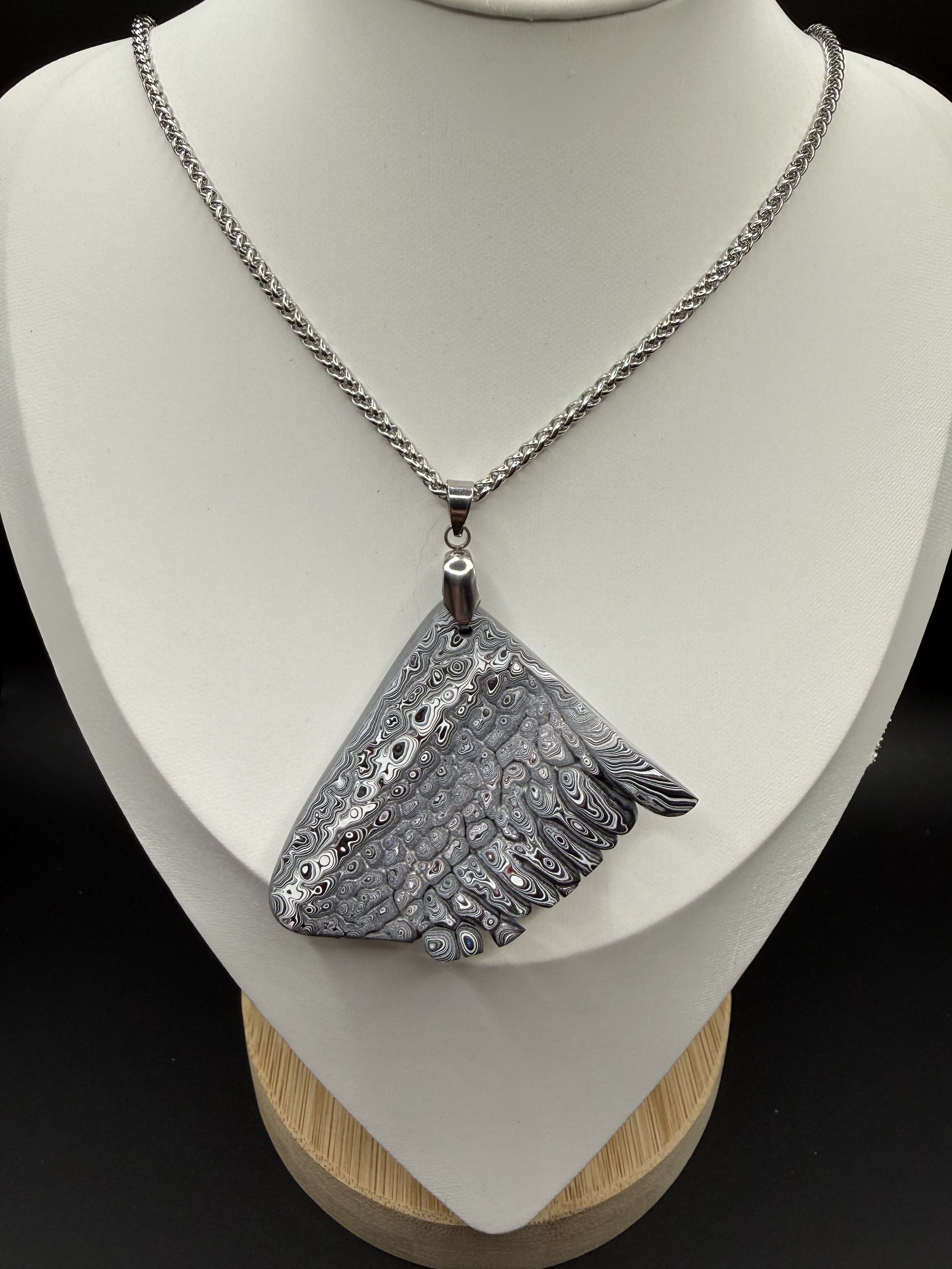 Graphite Flow Handcrafted Jeep Fordite Pendant Necklace