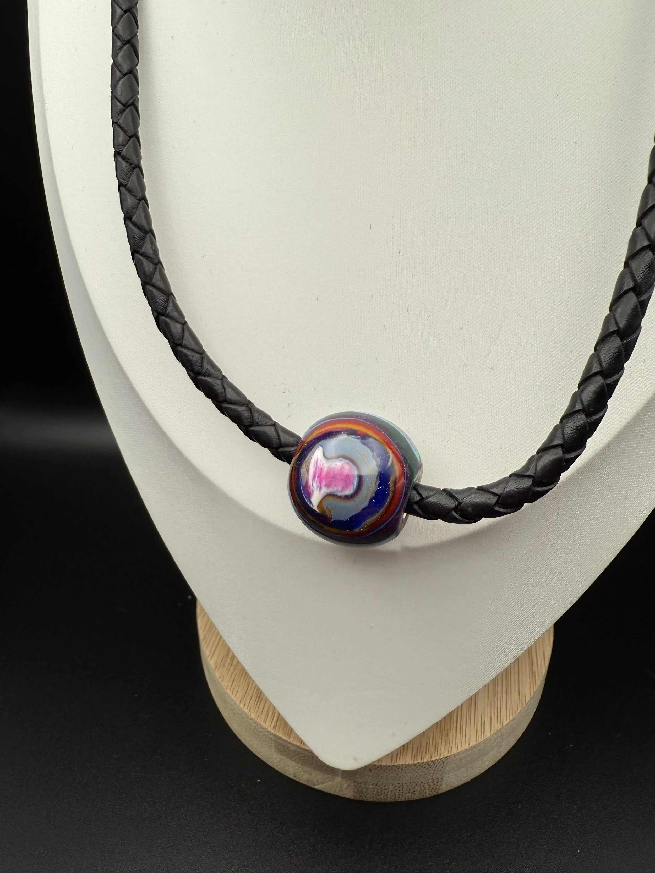 SUPER Colorful Jersey Shore Surfite Bead Leather Choker Necklace