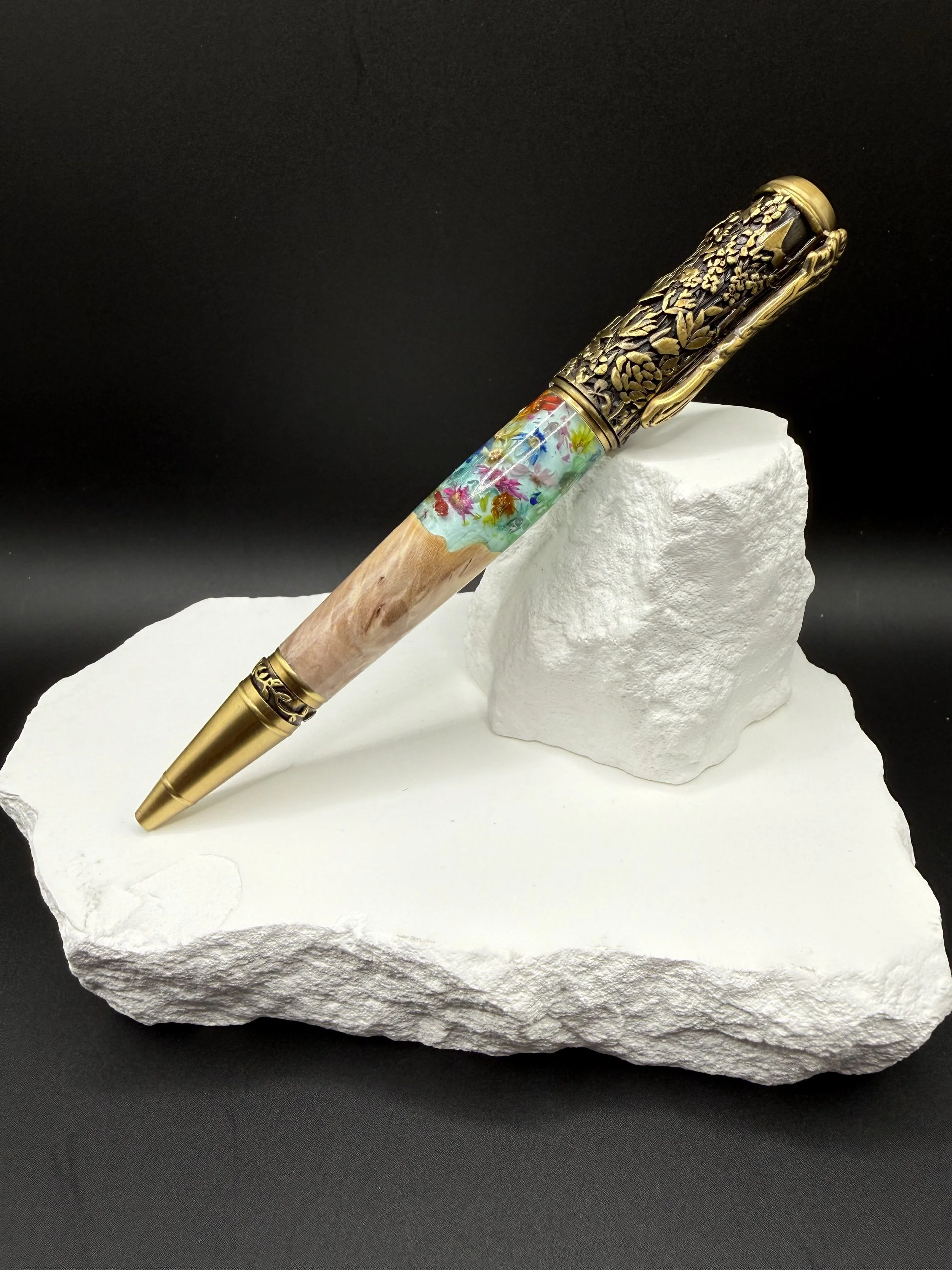 Meadow Relic Wildflower Botanical Antique Brass Ballpoint Pen.jpeg