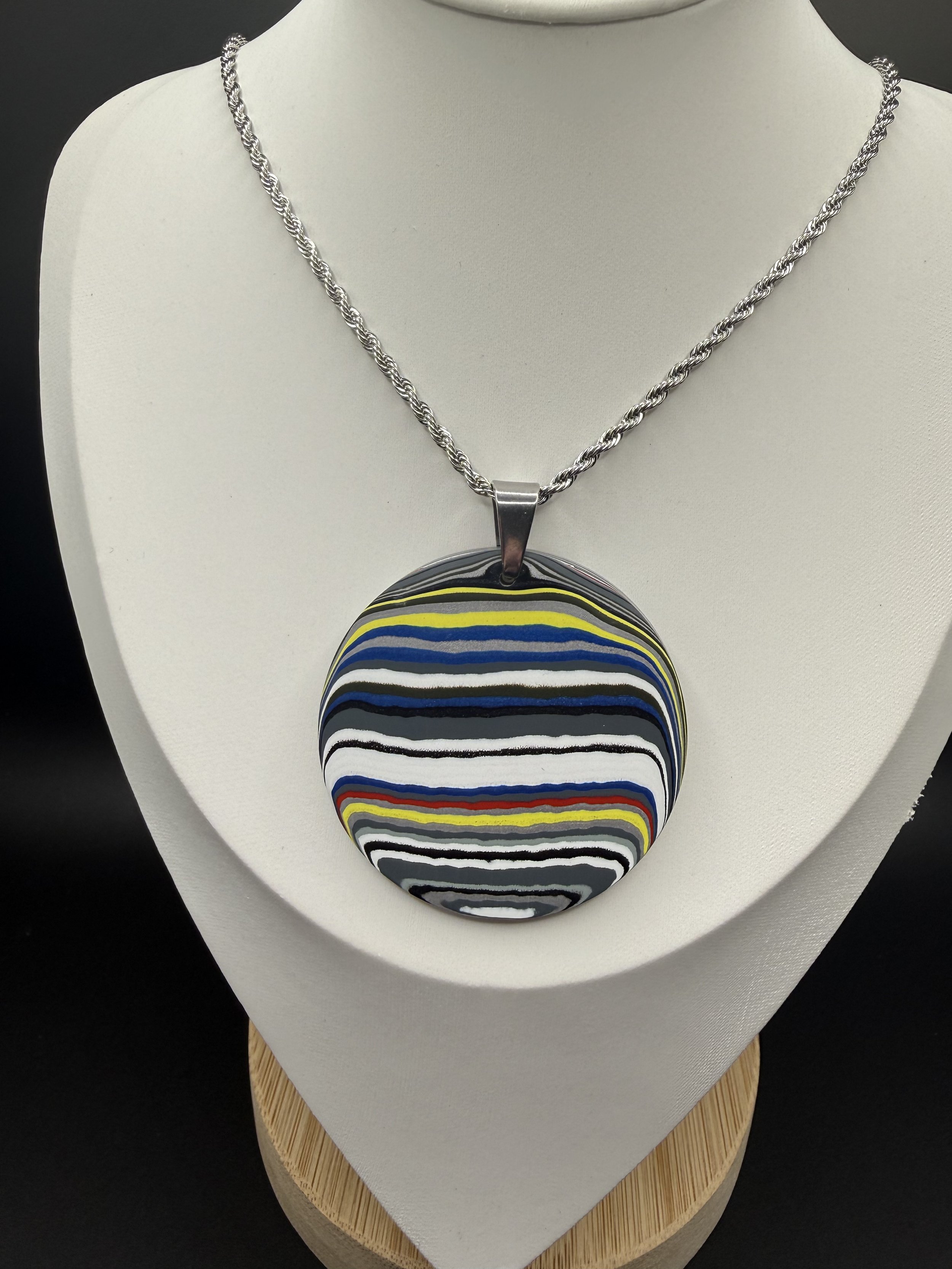 Second Time A-Round Handcrafted Jeep Fordite Pendant Necklace.jpeg