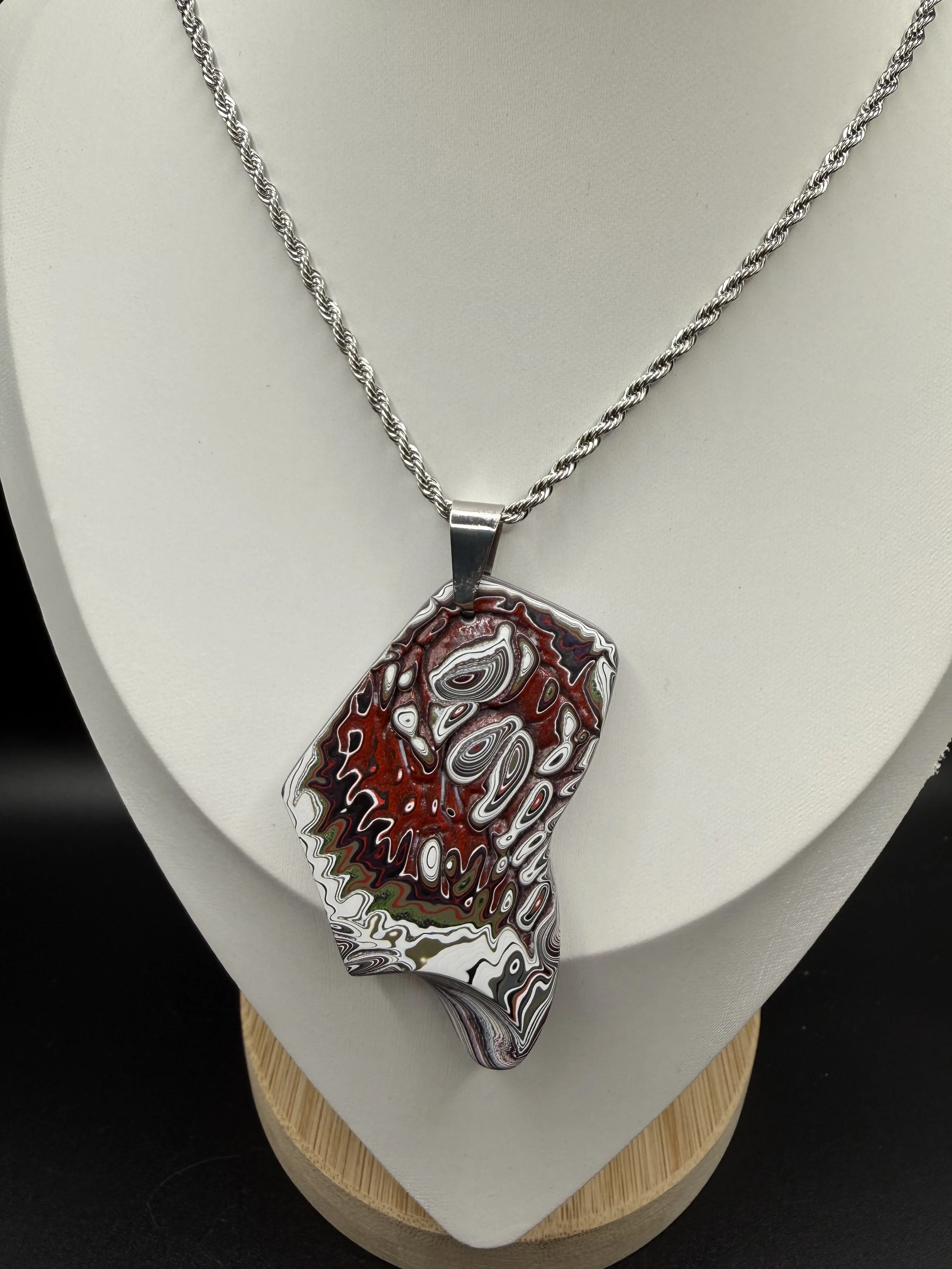 Layered Legacy Handcrafted Jeep Fordite Pendant Necklace