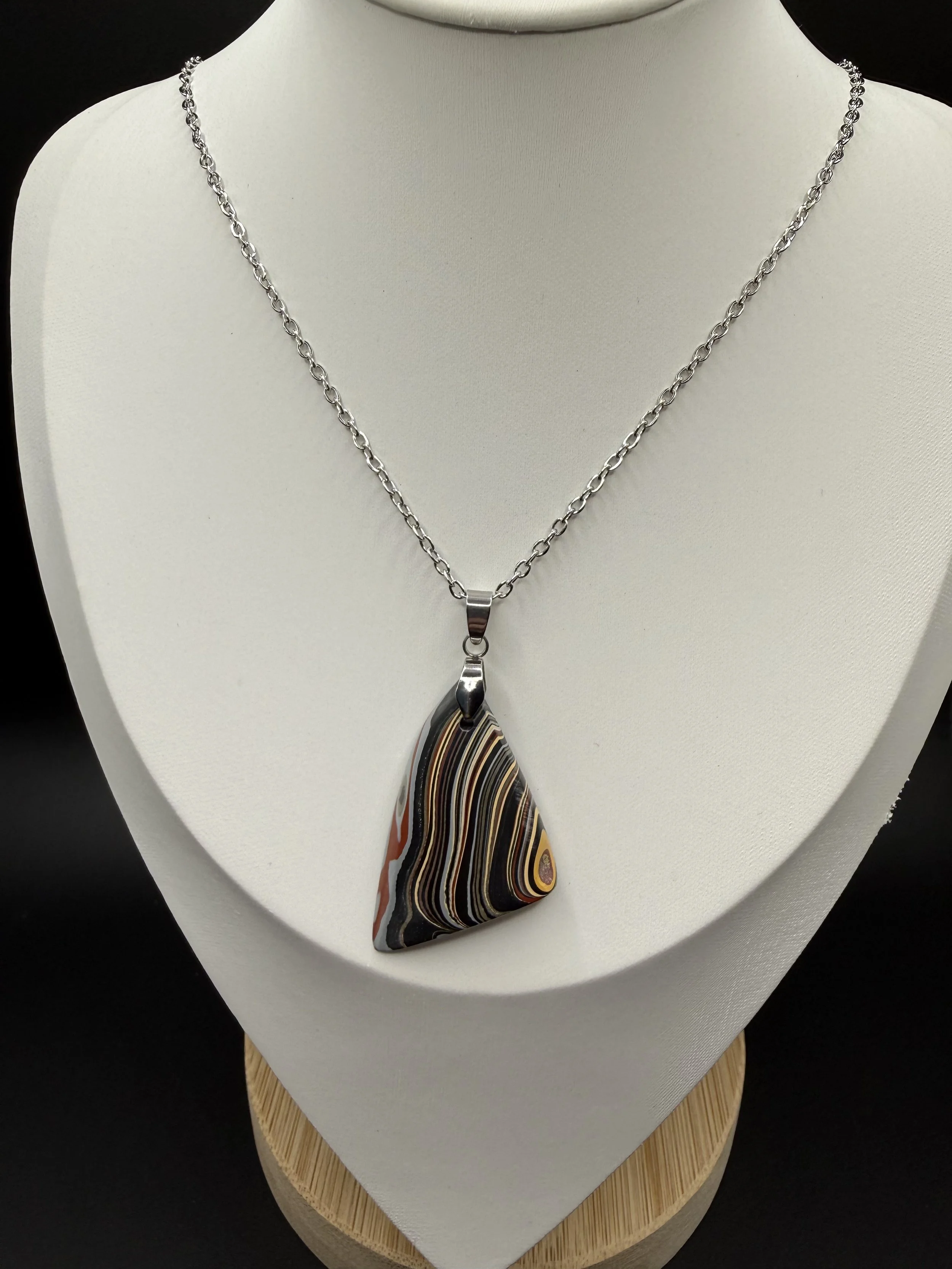 Come Sail Away Handcrafted Maritime Navy Fordite Pendant Necklace