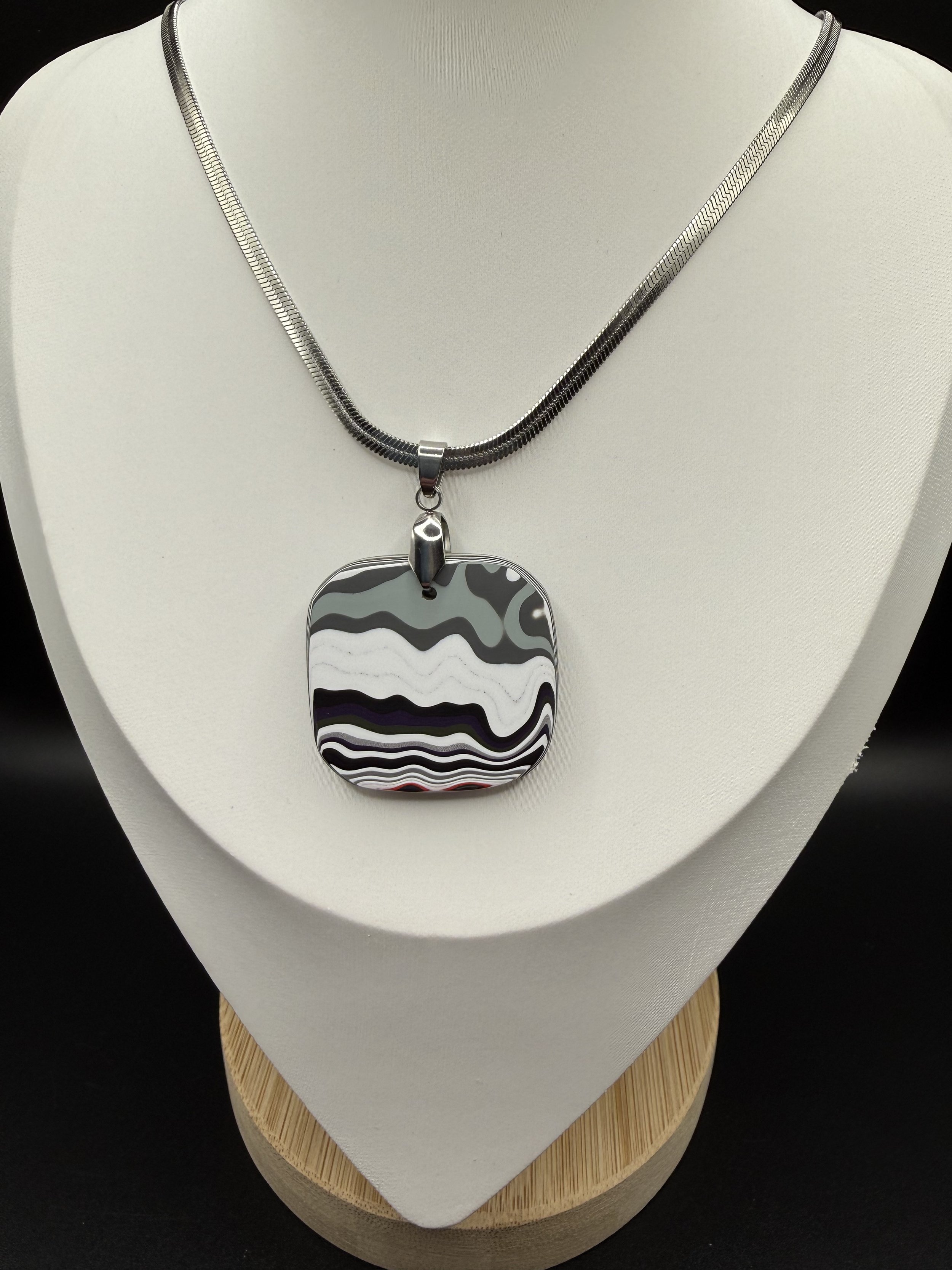 The Road Less Traveled Handcrafted Jeep Fordite Pendant Necklace