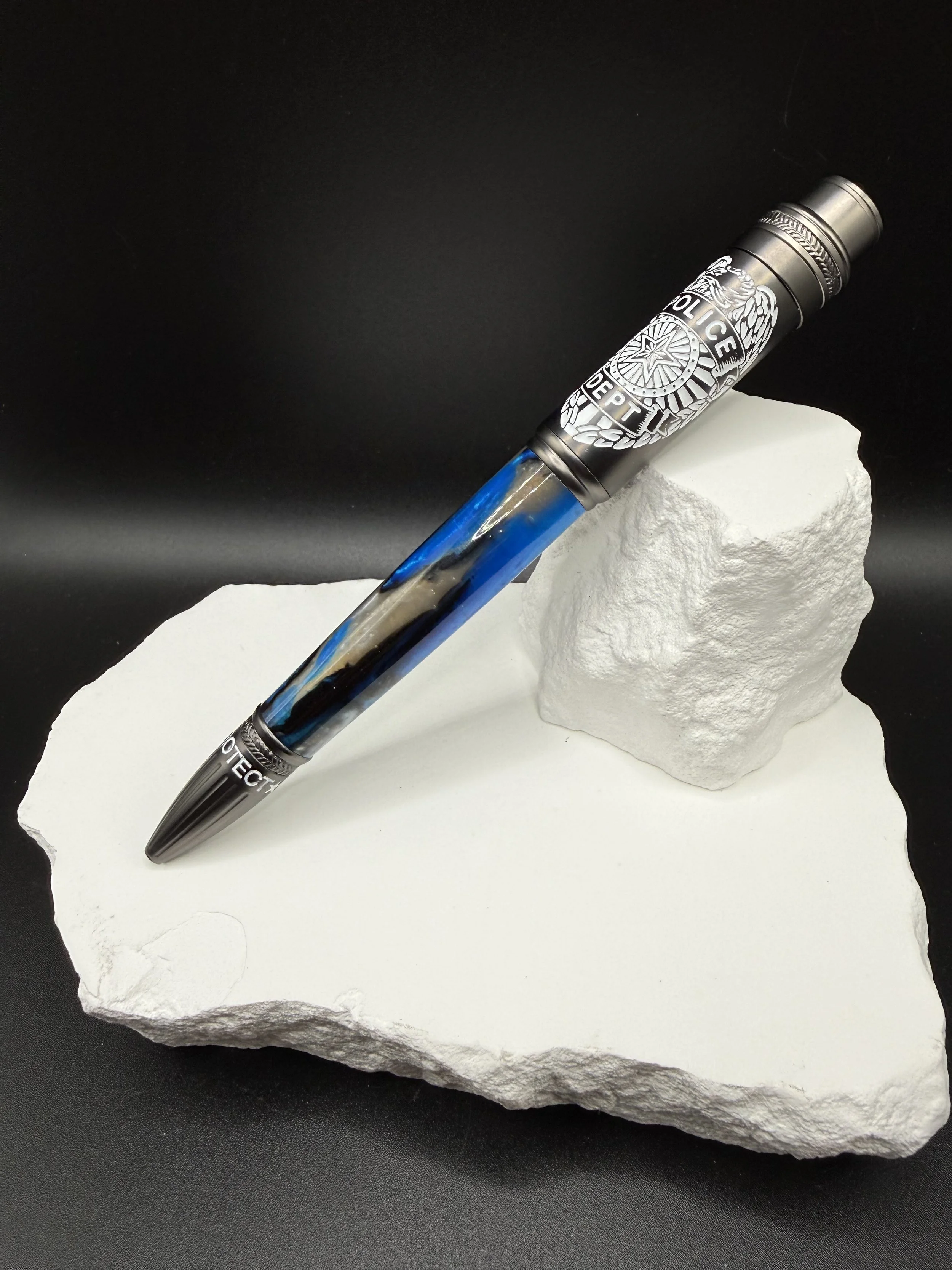 Blue Damascus Acrylester Police Click Ballpoint pen.jpeg