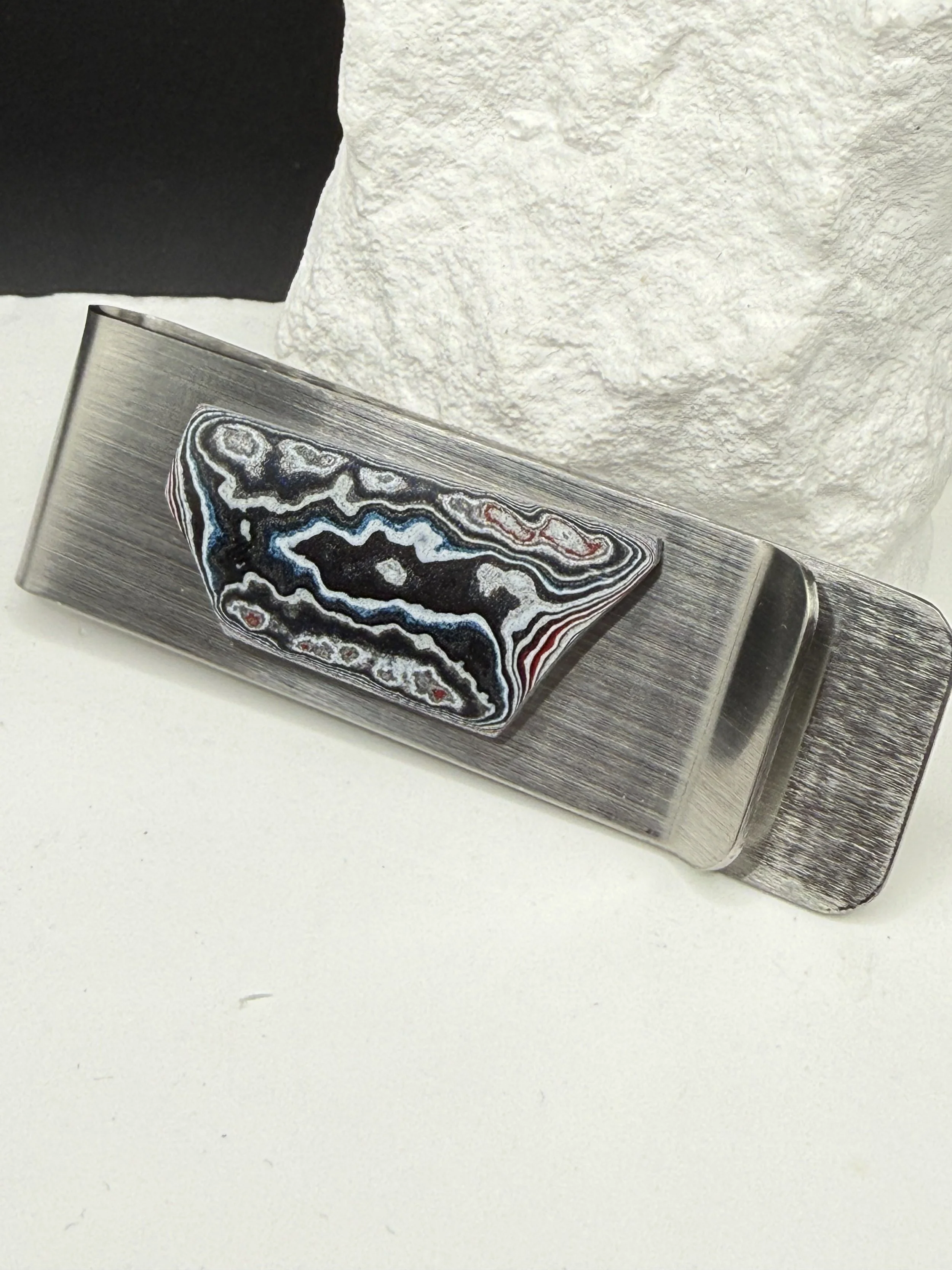 Midnight Mile Marker™ Handcrafted Kenworth Fordite Stainless Steel Money Clip .jpeg