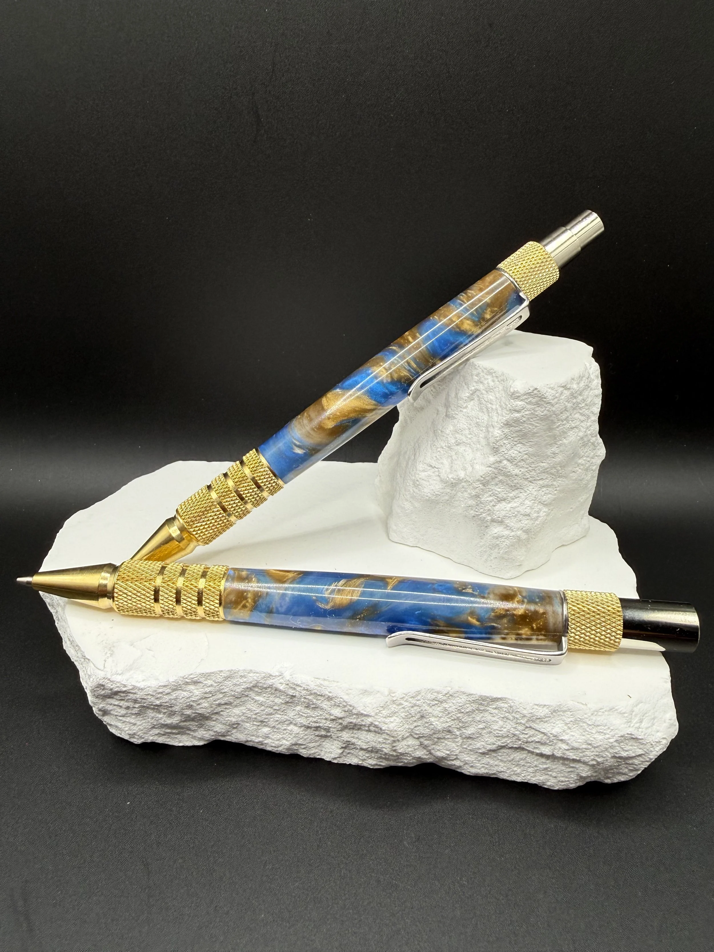 Aurelius Tide Handcrafted Acrylic DuraClick EDC Ballpoint Pen and Pencil Set.jpeg