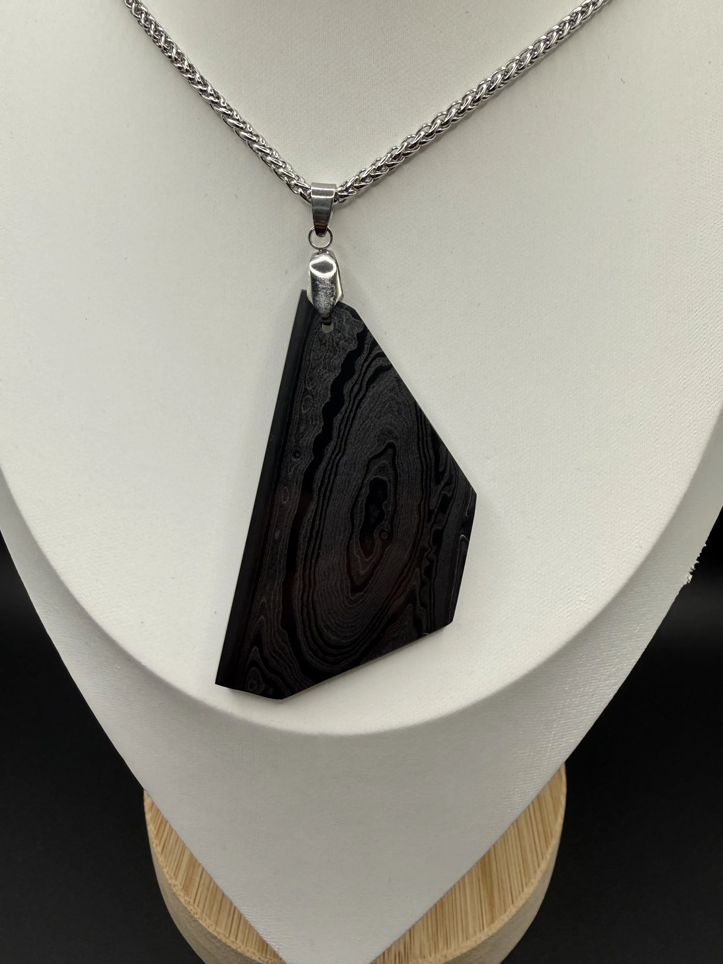 Carbon Veil™ Mopar Black Gold Fordite Handcrafted Necklace
