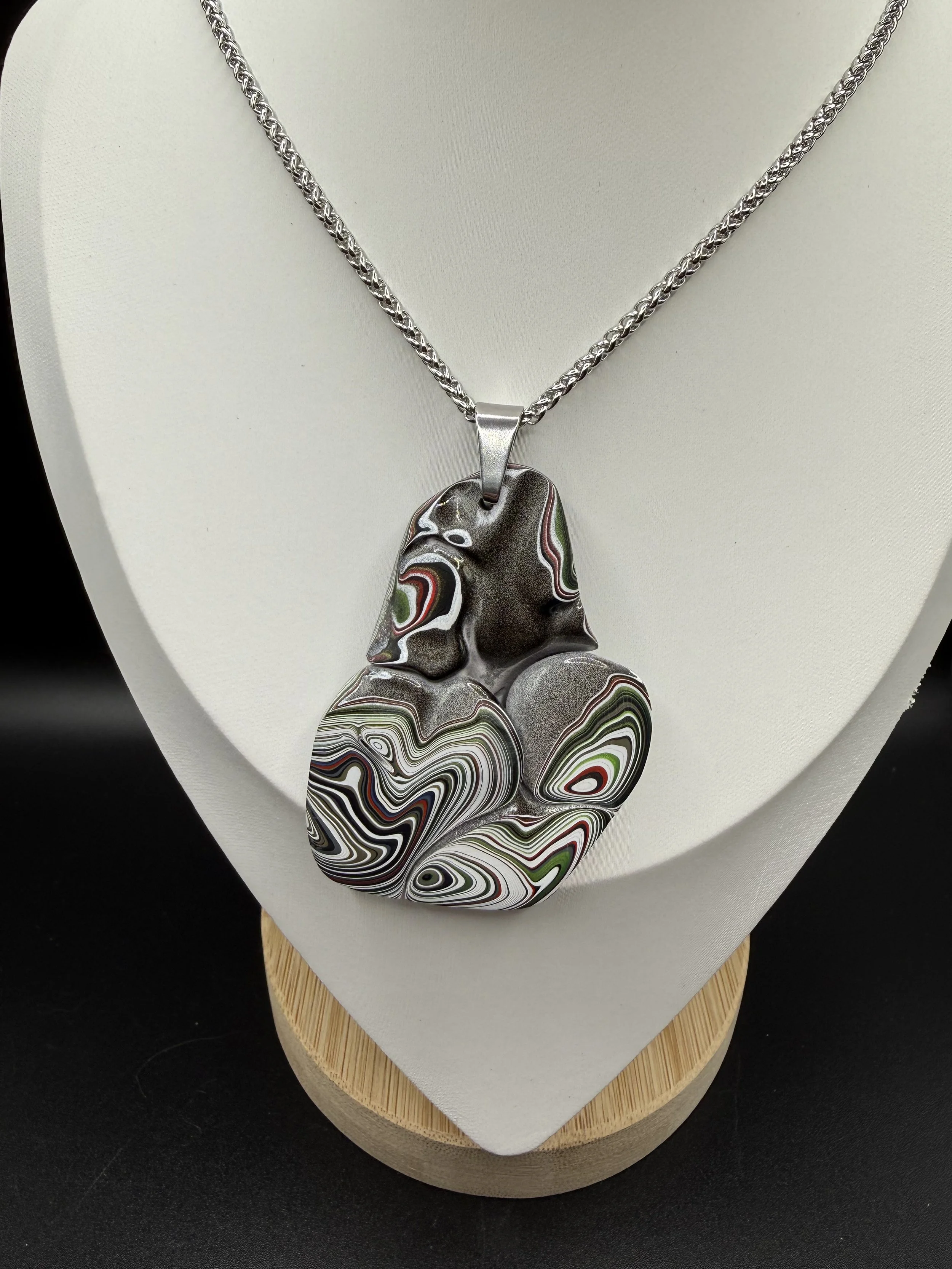 Banded Beauty Handcrafted Jeep Fordite Pendant Necklace