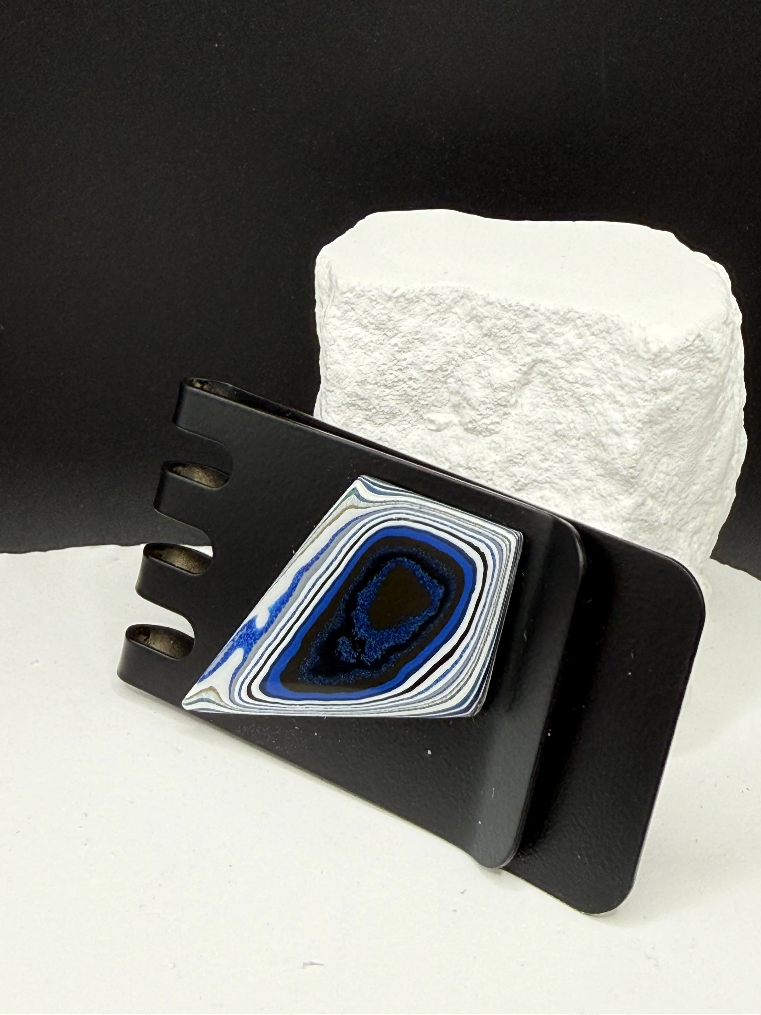 Blue Chip Bucks™ Handcrafted Jeep Fordite Black Stainless Steel Money Clip .jpeg