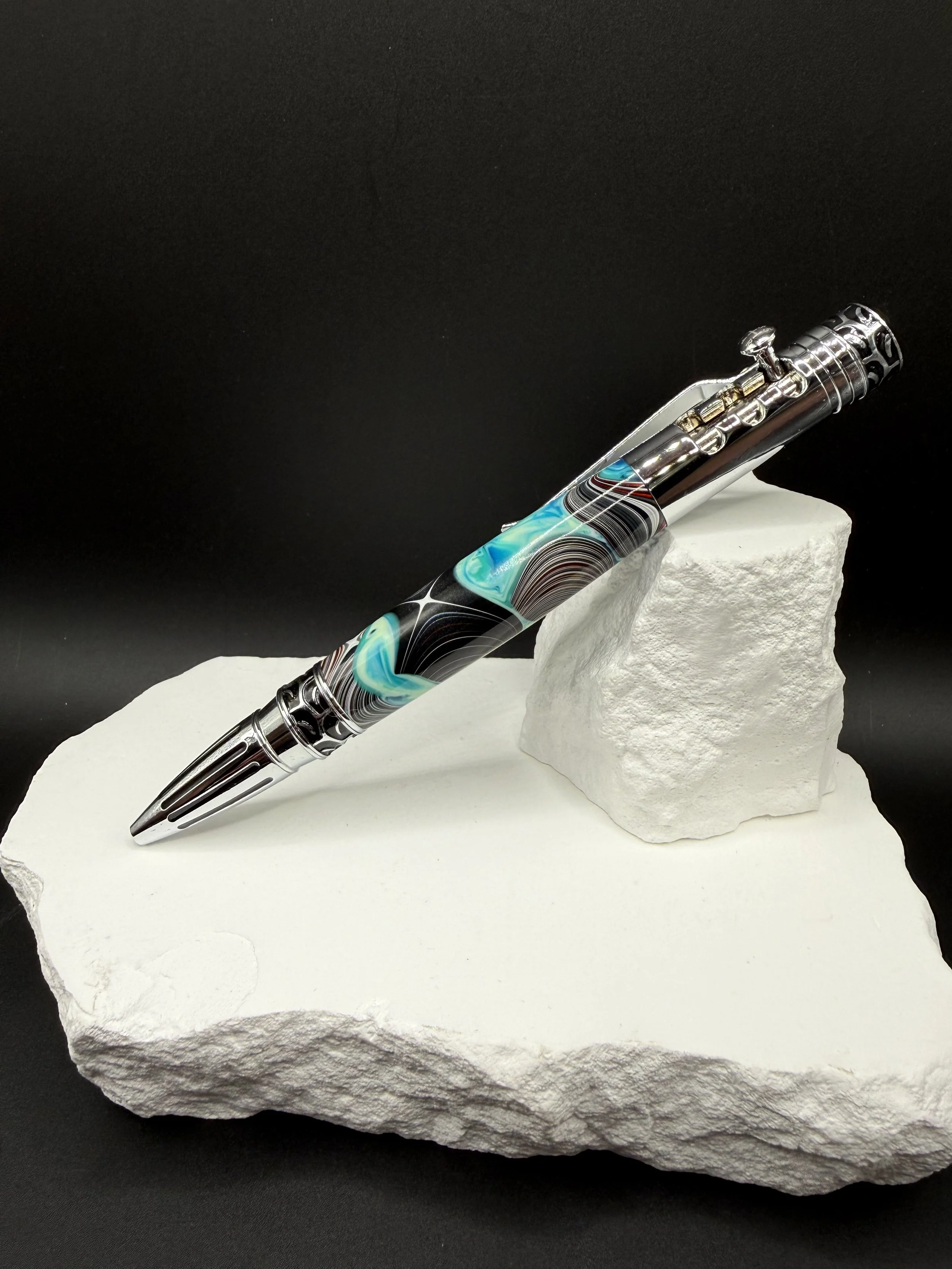 The Midnight Tempest™ Handcrafted Mopar Fordite Gear Shift Ballpoint Pen