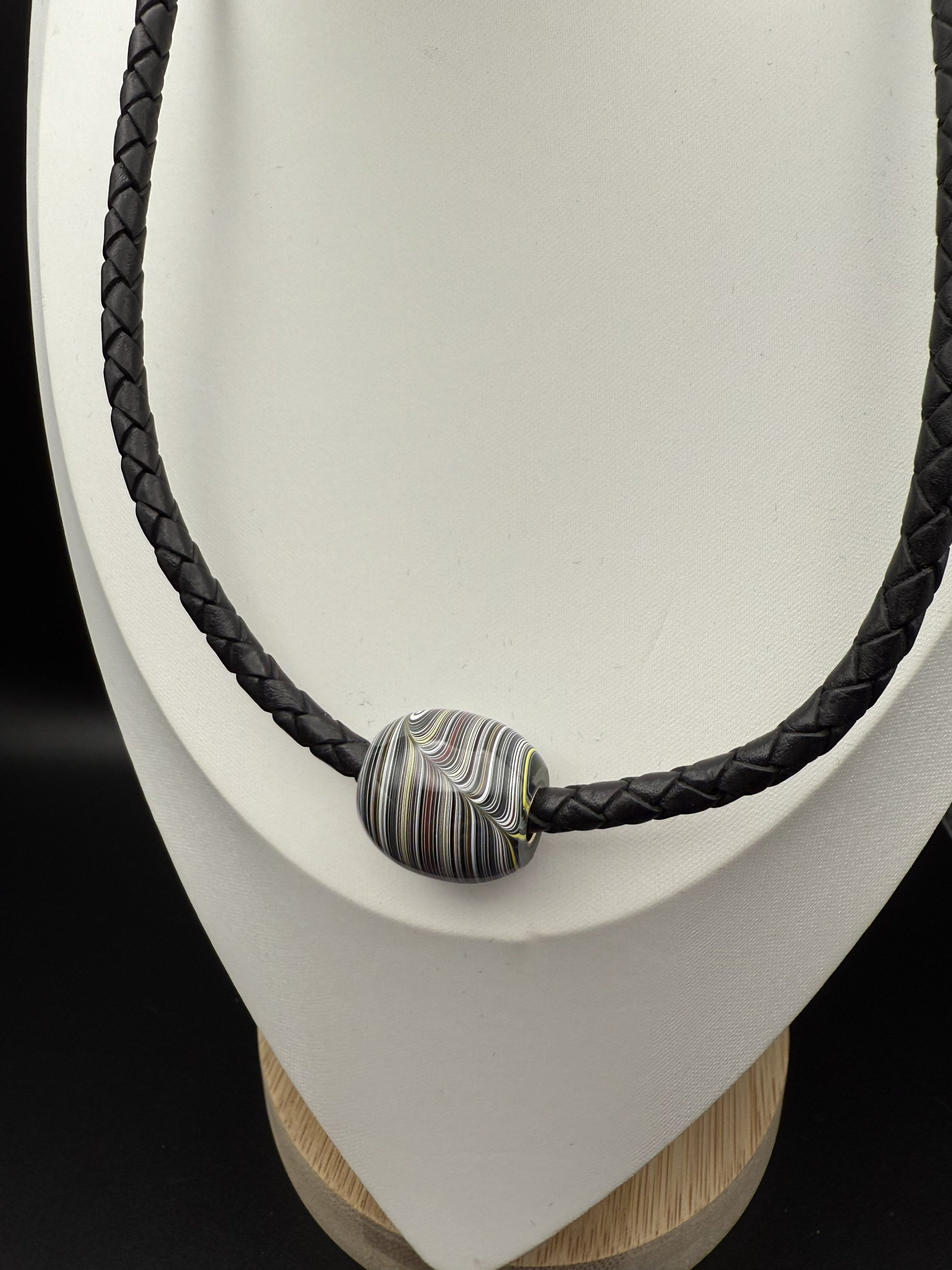 Good Vibes Jeep Fordite Bead Leather Choker Necklace