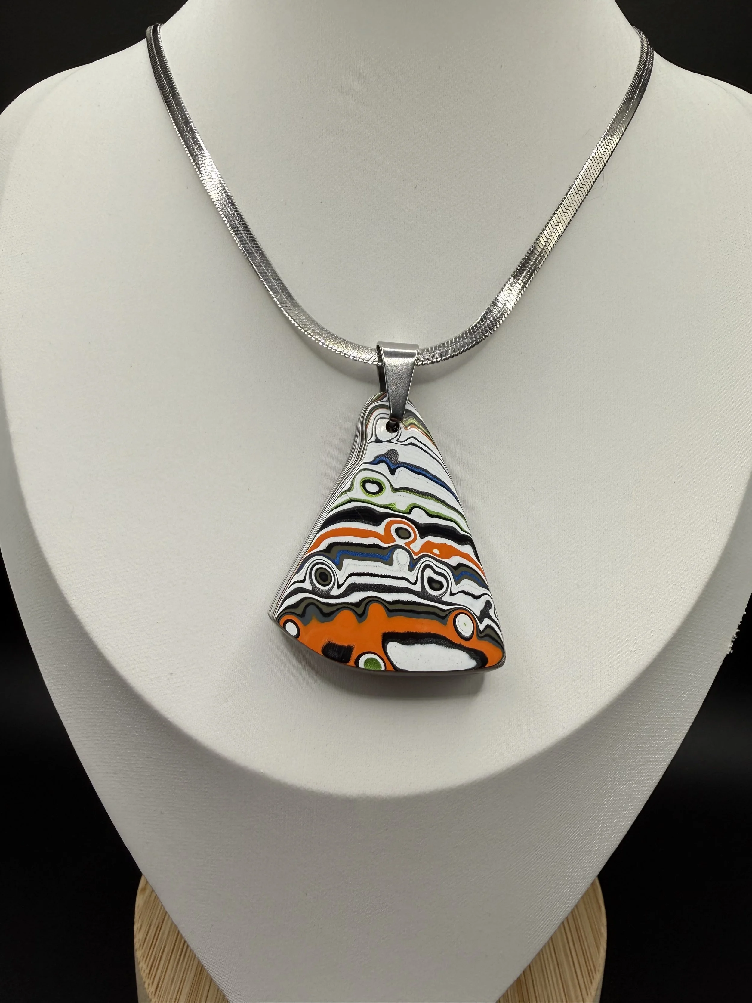 Painted Trail™ Handcrafted Jeep Fordite Reversible Pendant Necklace