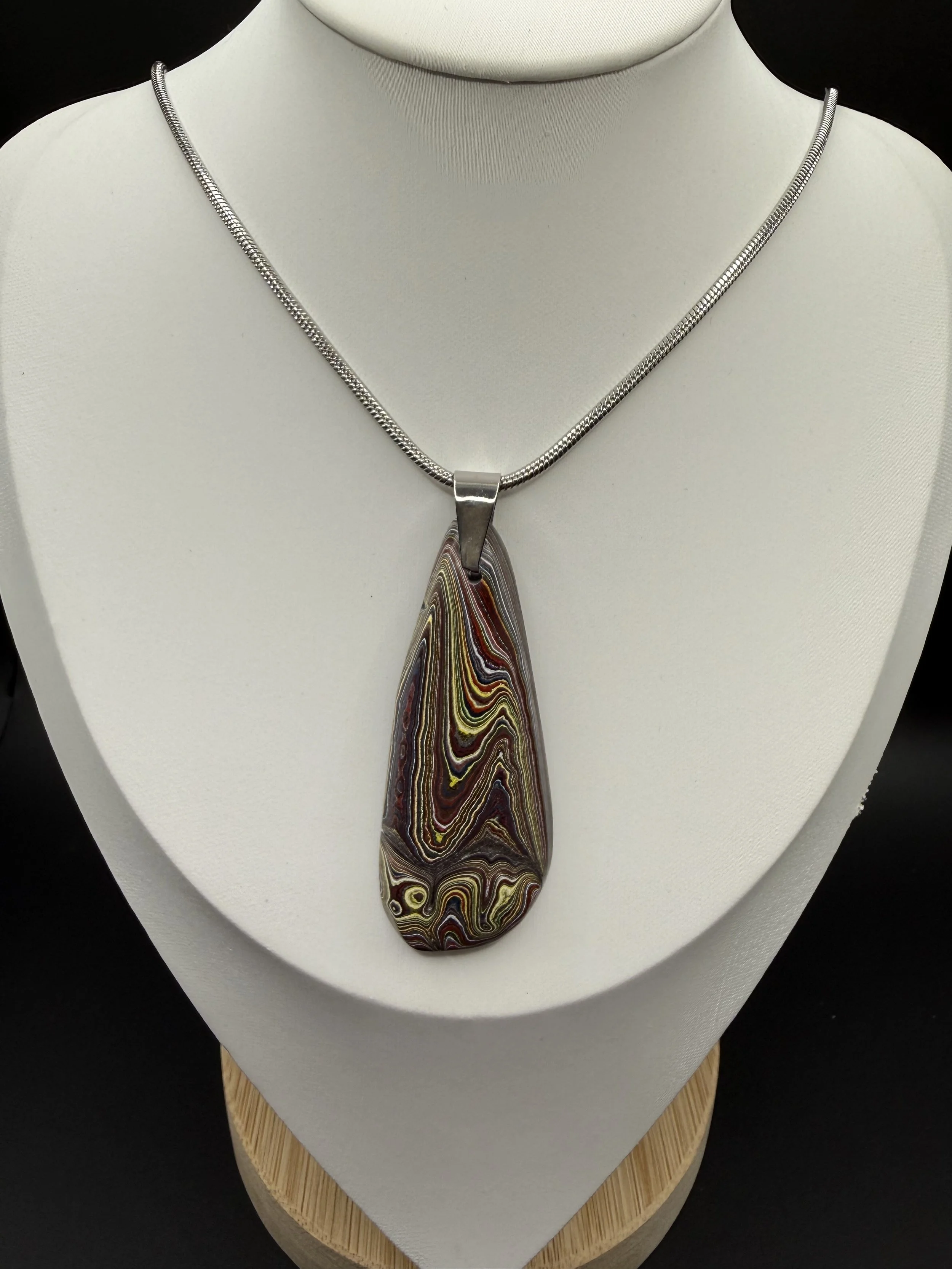 Zero to Sixty Corvette Fordite Pendant Necklace
