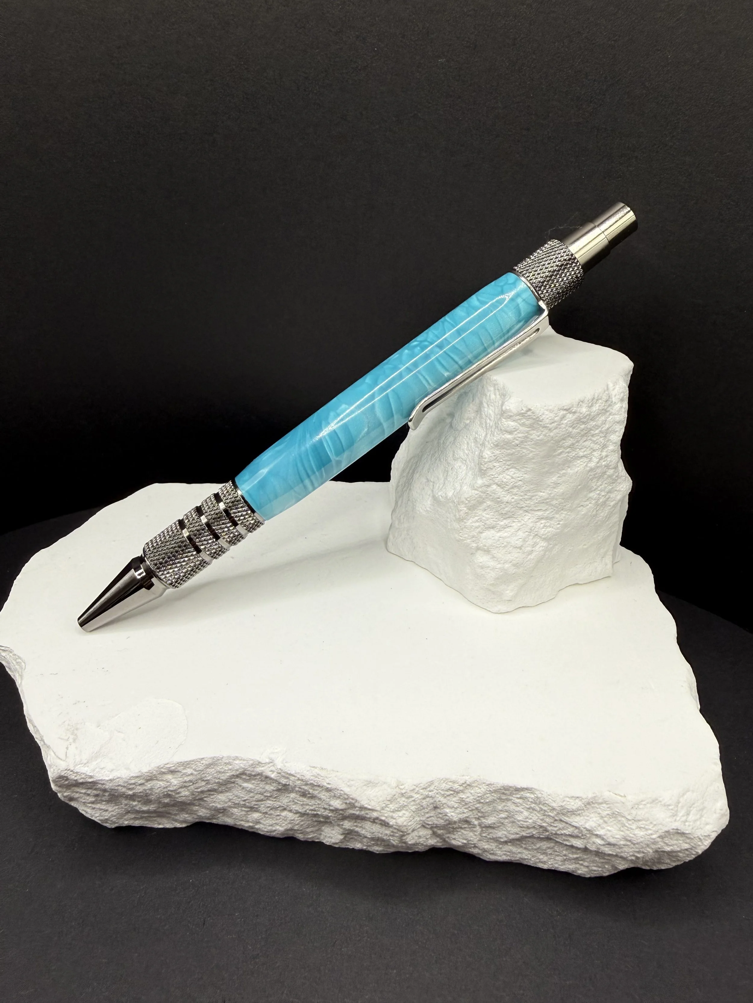 Azure Serpent™ Acrylic Handcrafted DuraClick EDC Ballpoint Pen .jpeg
