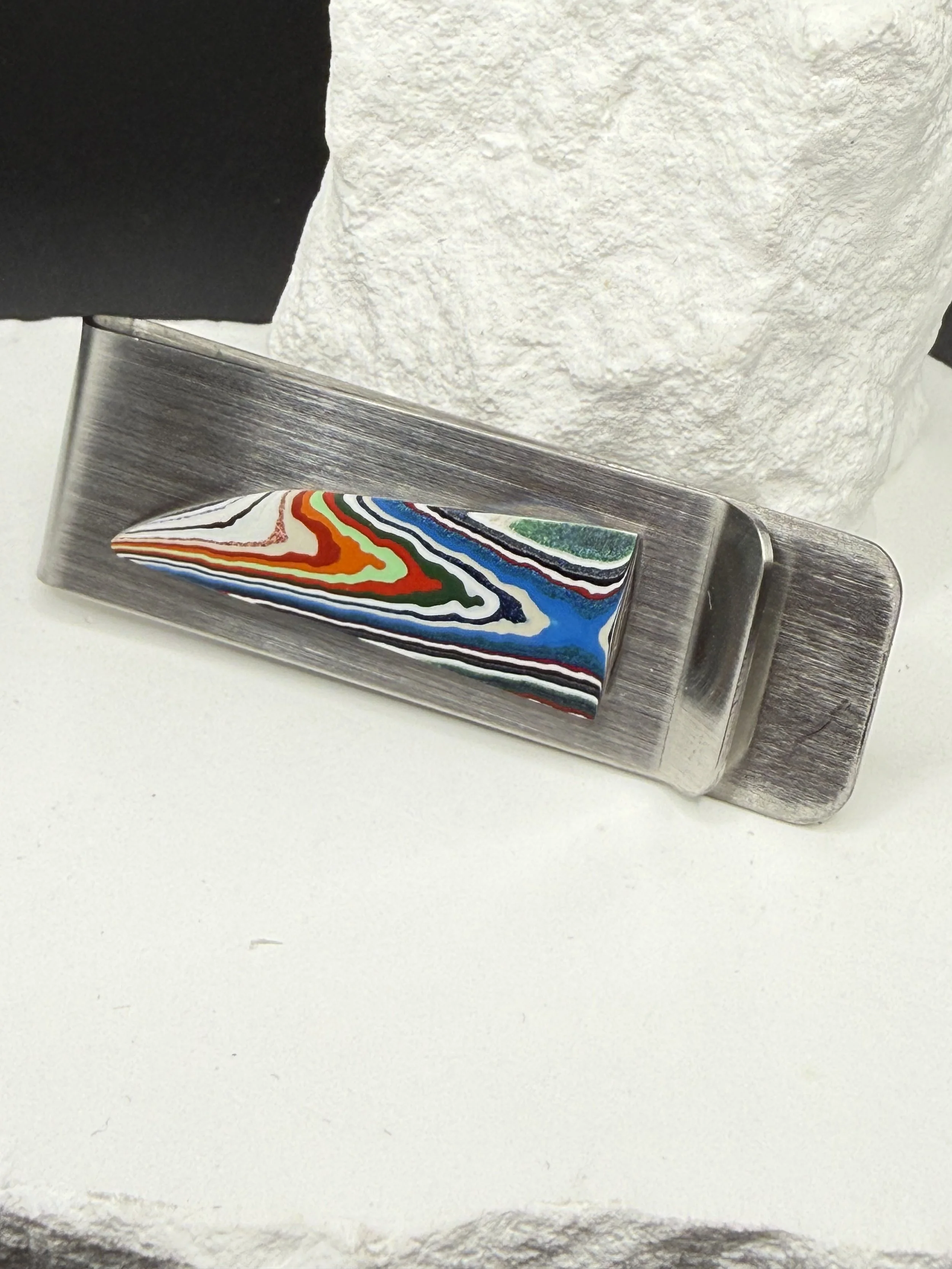 Haulin’ Hues™ Handcrafted Kenworth Fordite Stainless Steel Money Clip