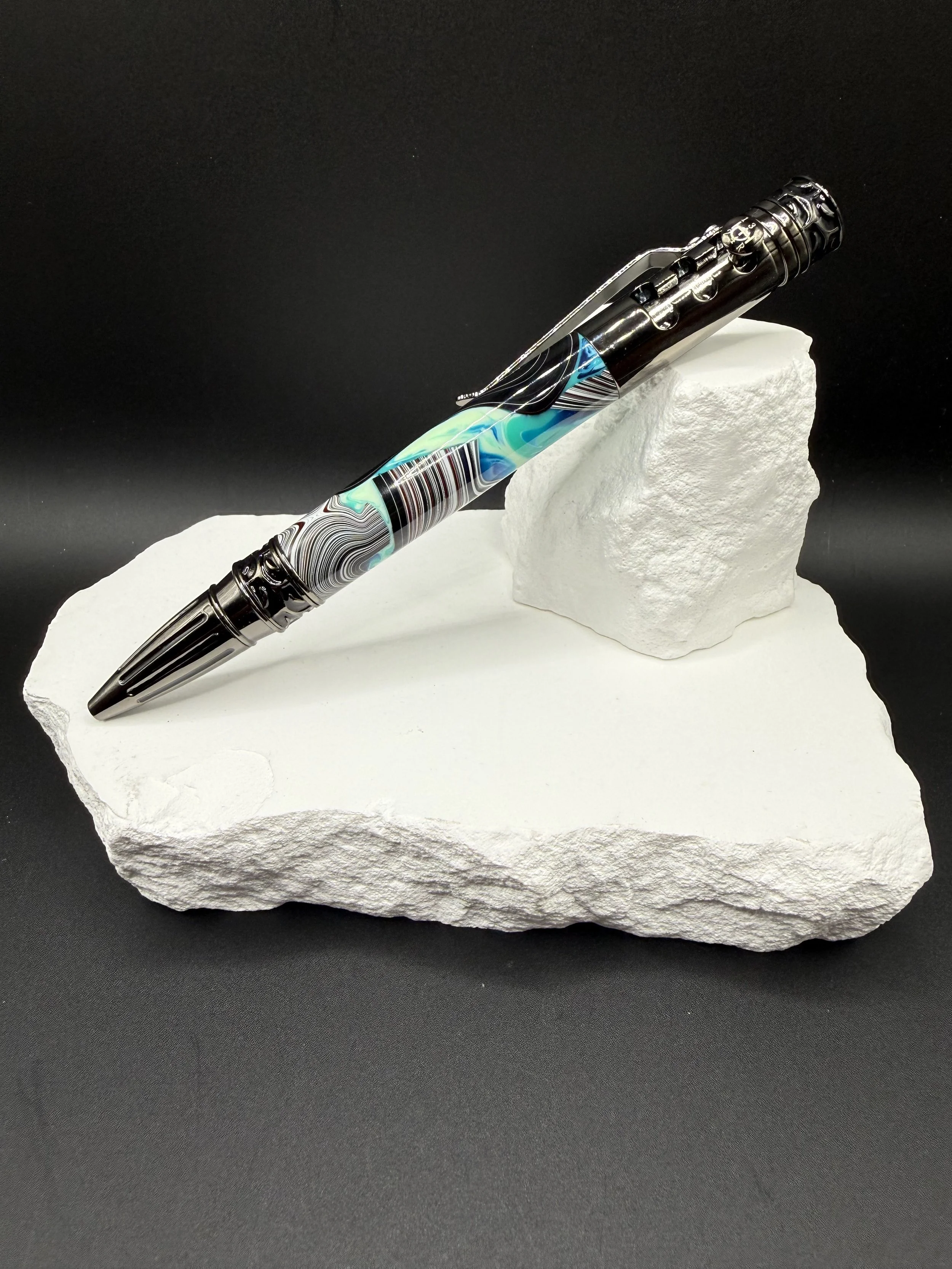 Blue Shift™ Handcrafted Mopar Fordite Gear Shift Ballpoint Pen.jpeg