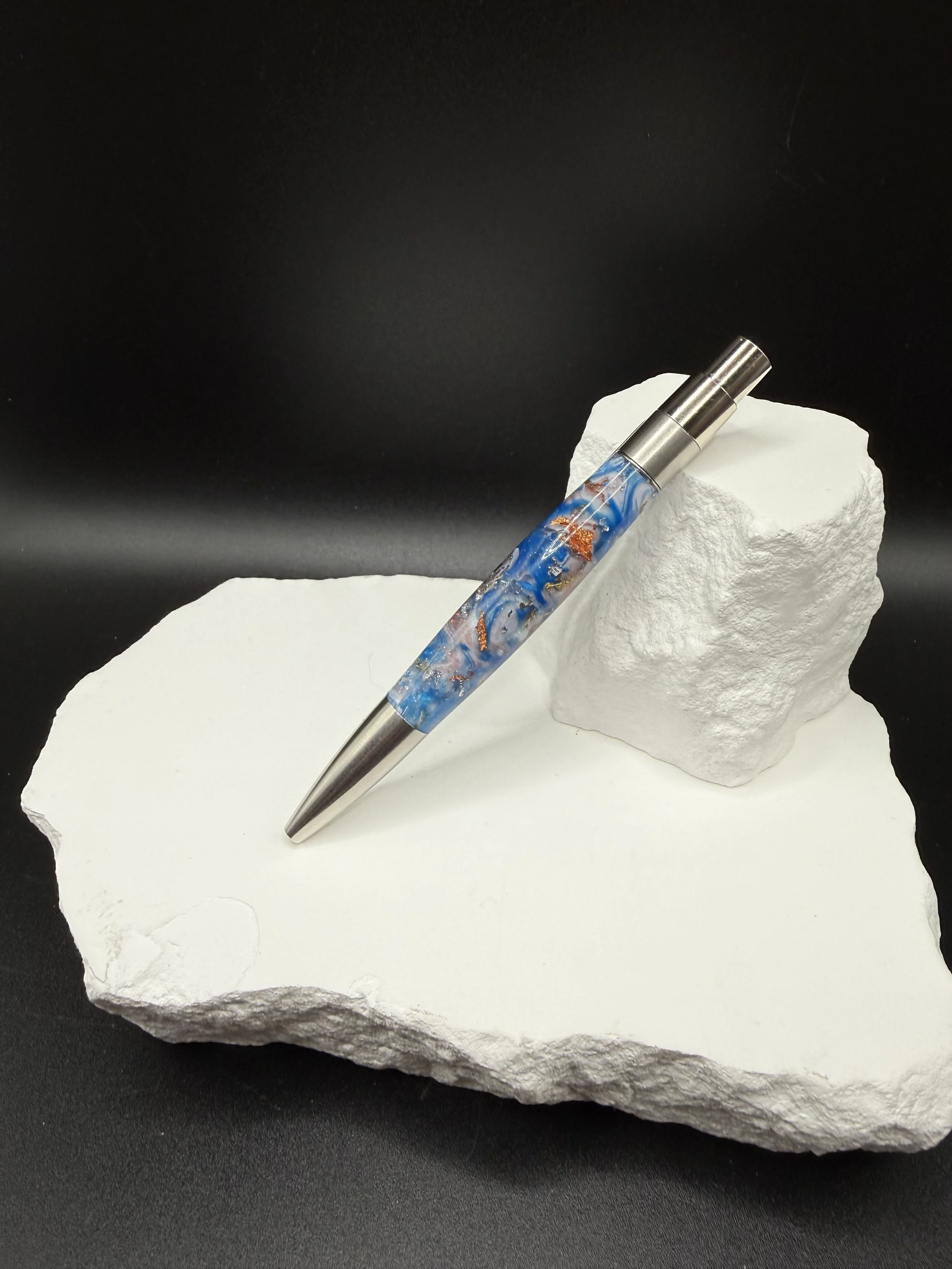 Peacefully Blue Acrylic DuraClick Slim Mini EDC Ballpoint pen
