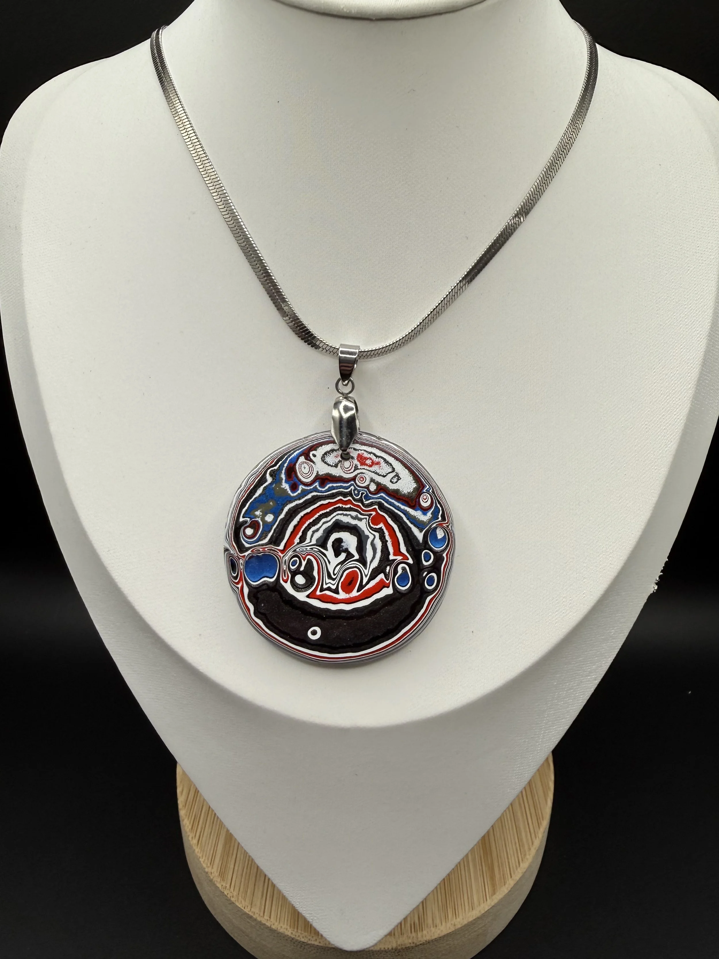 Wild Orbit Handcrafted Jeep Fordite Reversible Pendant Necklace