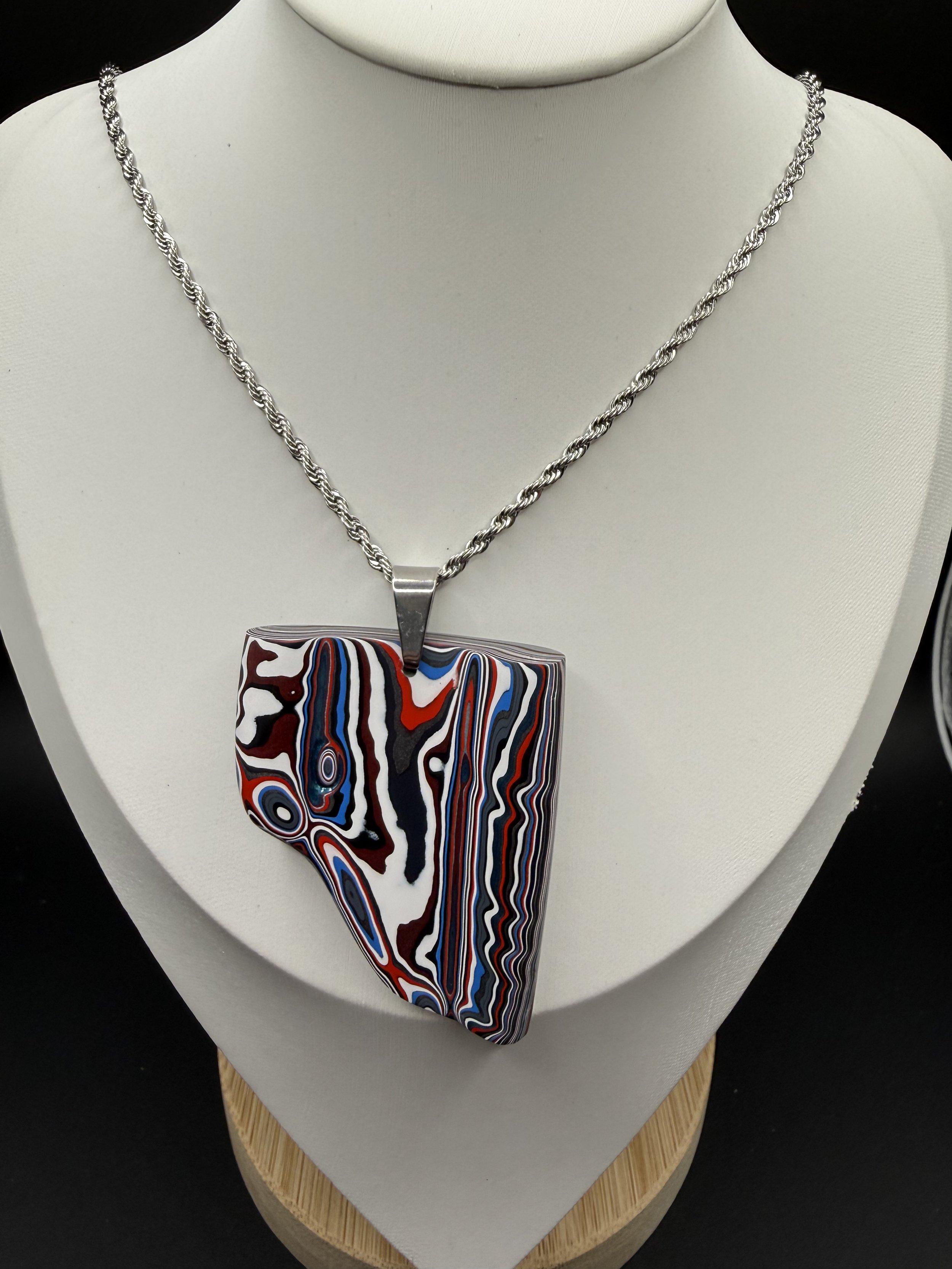 Unbridled Layers Handcrafted Ford Mustang Fordite Pendant Necklace .jpeg