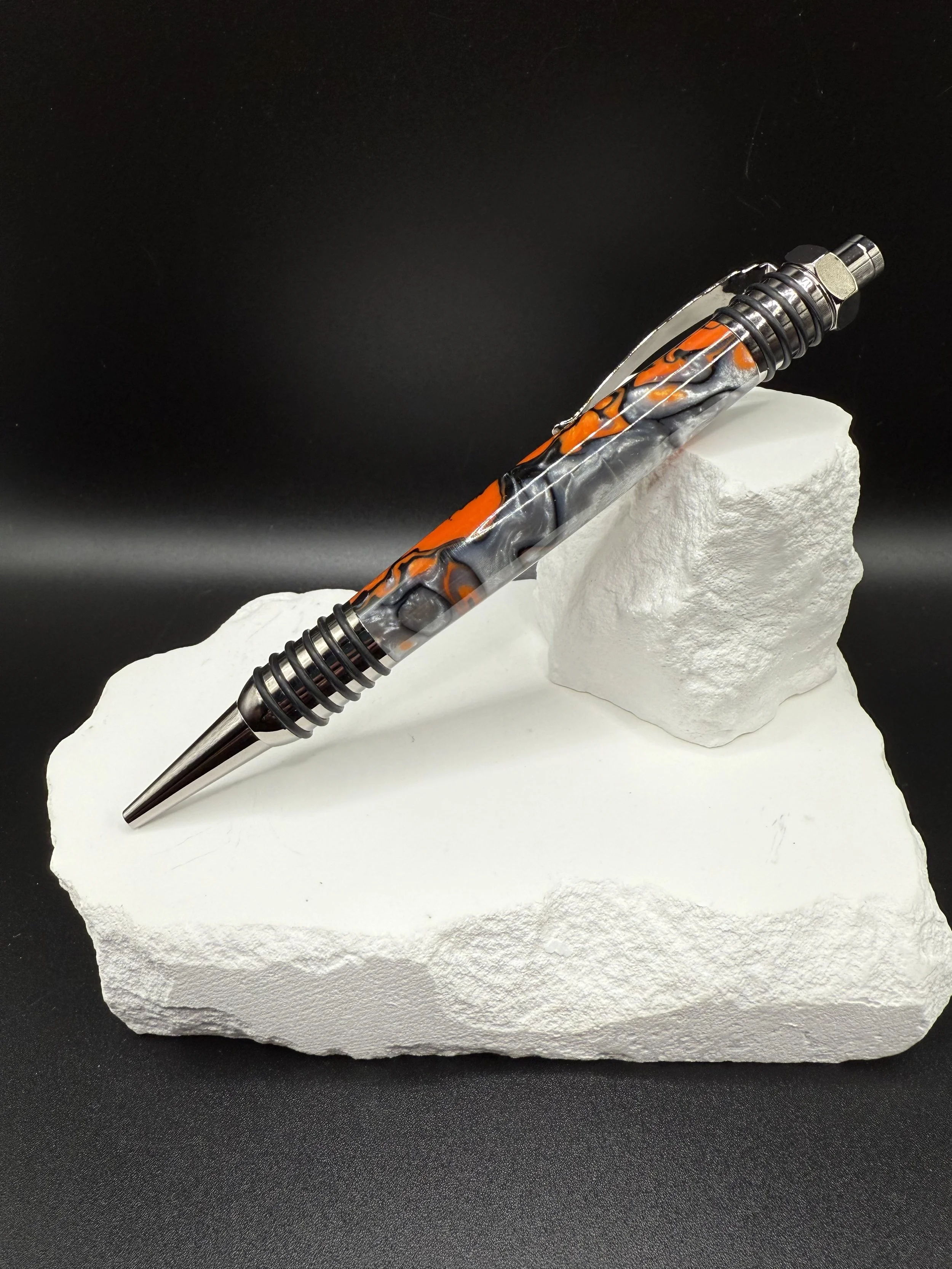 STUNNING Orange Damascus Acrylester Spartan Click Ballpoint pen