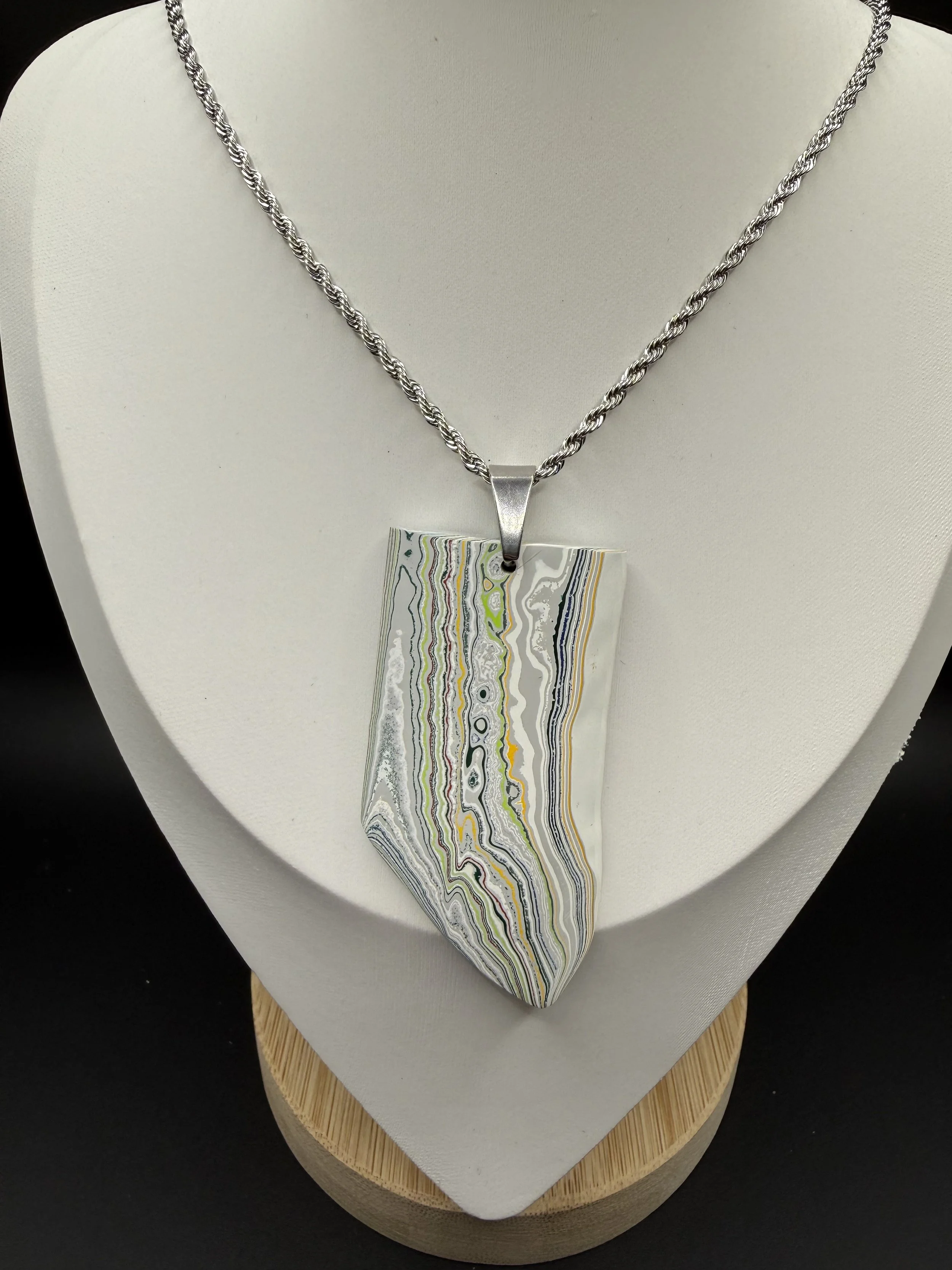 Bin There, Done That Handcrafted Garbage Truck Fordite Pendant Necklace .jpeg