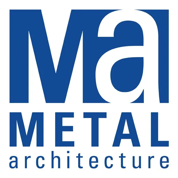 Logo of Matal Architecture in blue and white.