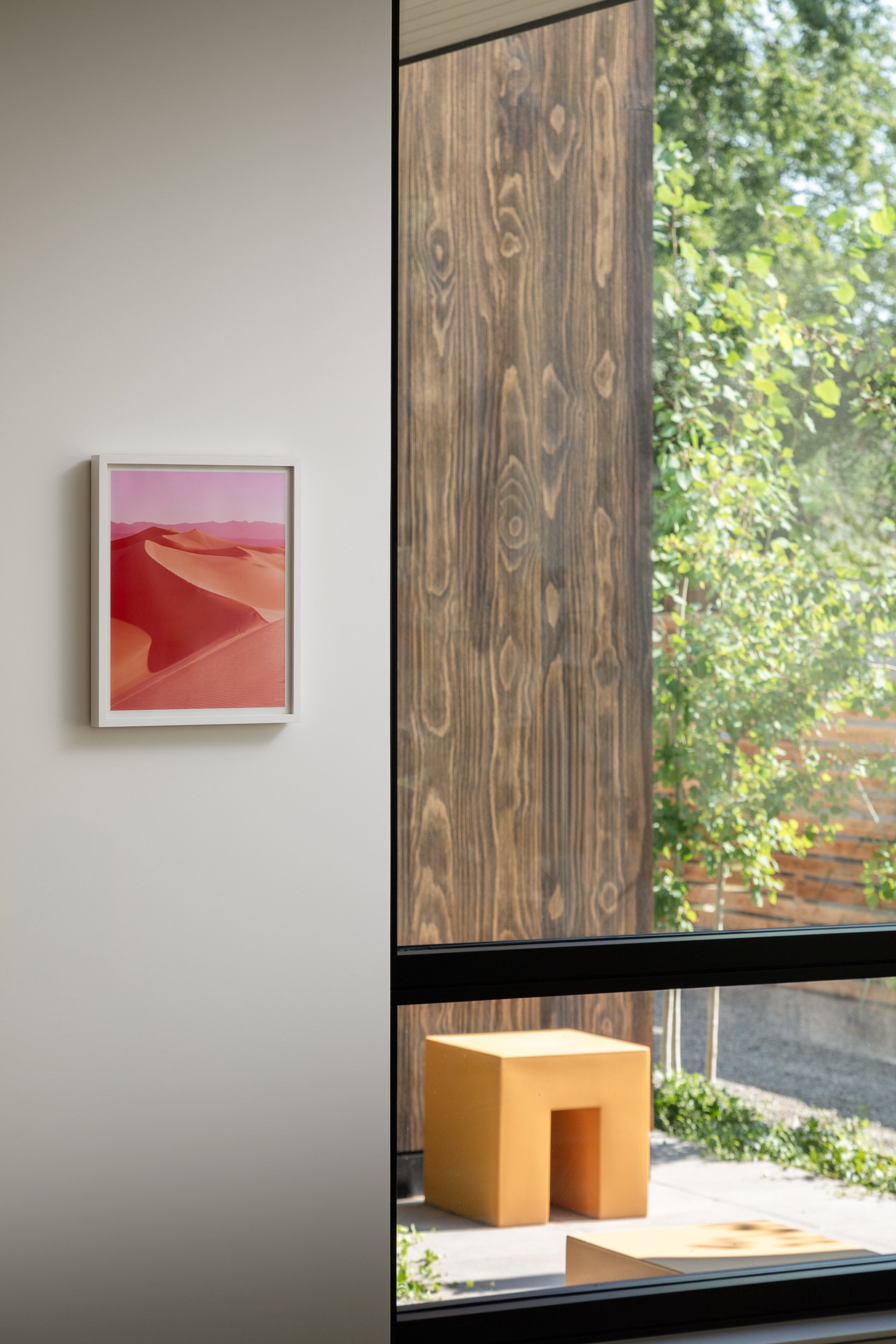 A color photograph by David Benjamin Sherry hangs in Forest Haus, in Boulder, Colorado.