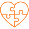 Outline of a heart-shaped jigsaw puzzle with four interconnected pieces.