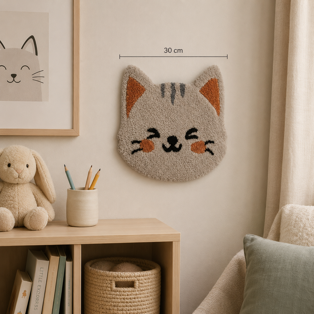 Tufted Wall Hanging - Happy Kitty