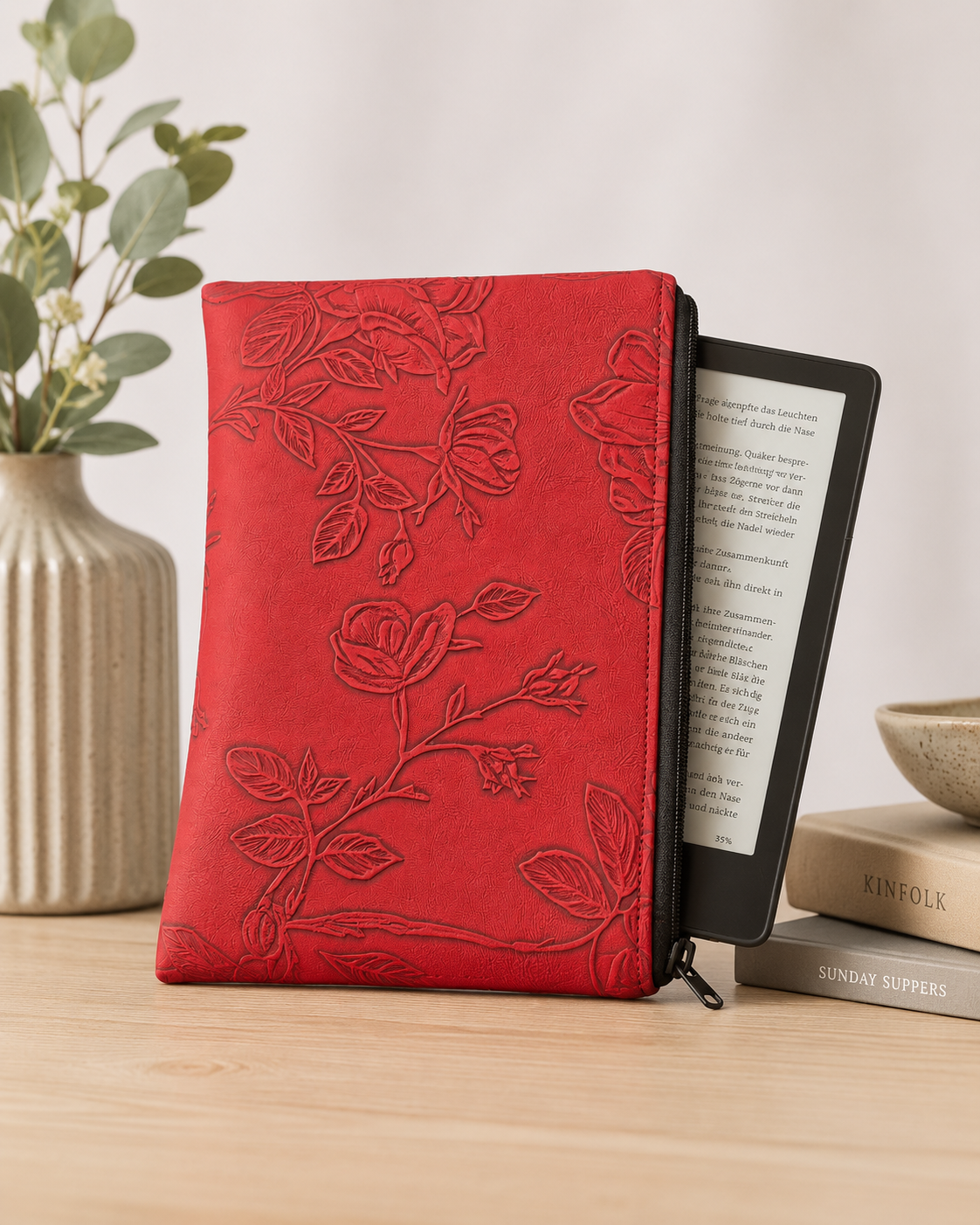 Handcrafted Faux Leather Kindle Sleeve