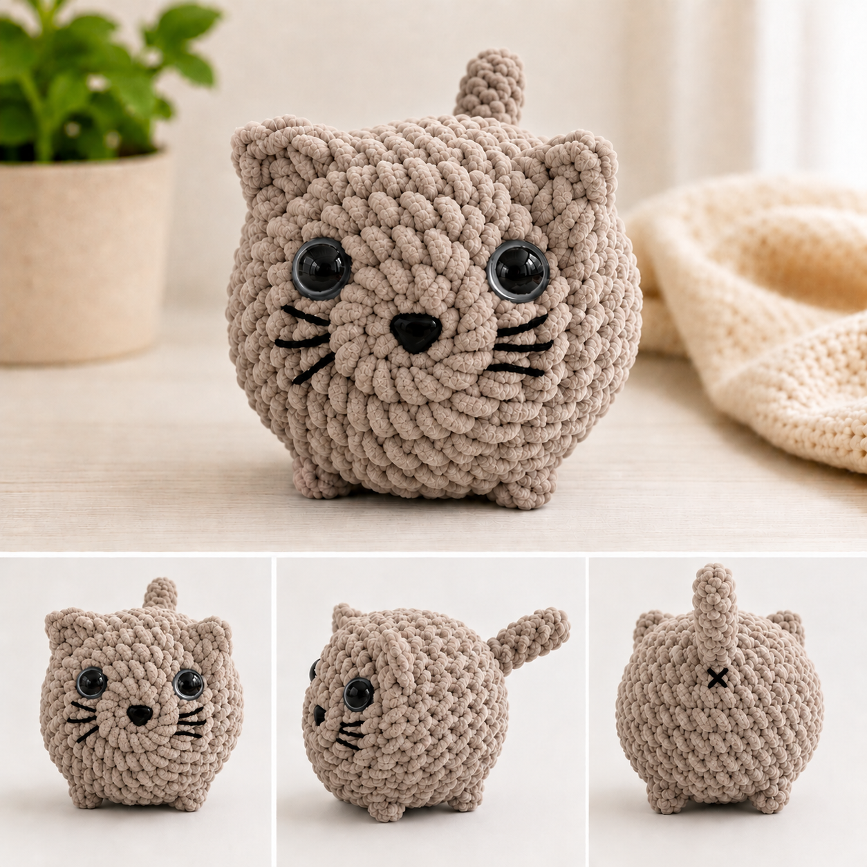 Handmade Crocheted Loaf Cat Plush – Cat Amigurumi