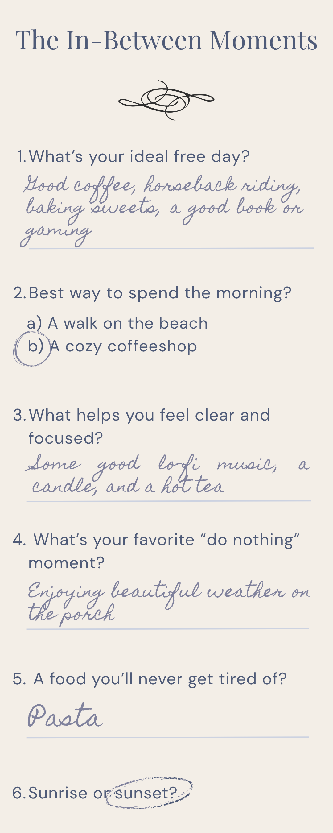 mobile version of questions answered by Dani about herself